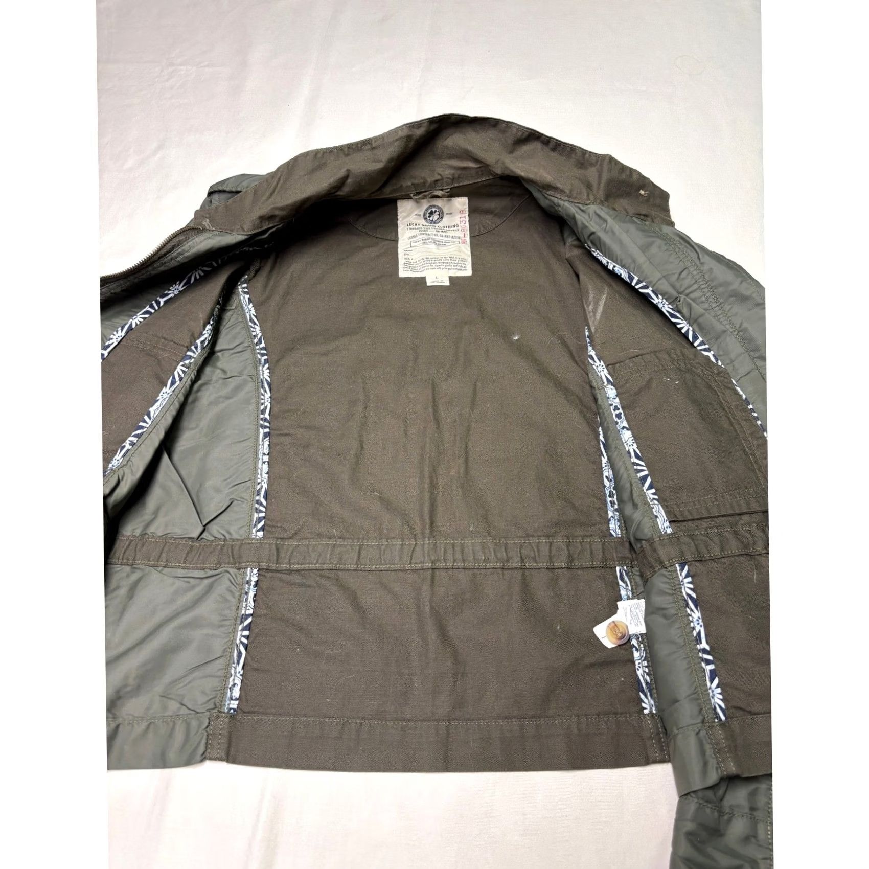 Lucky Brand Lucky Brand Womens Mixed Media Utility Jacket Olive Green Military Zip Up Large Size L / US 10 / IT 46 - 2 Thumbnail