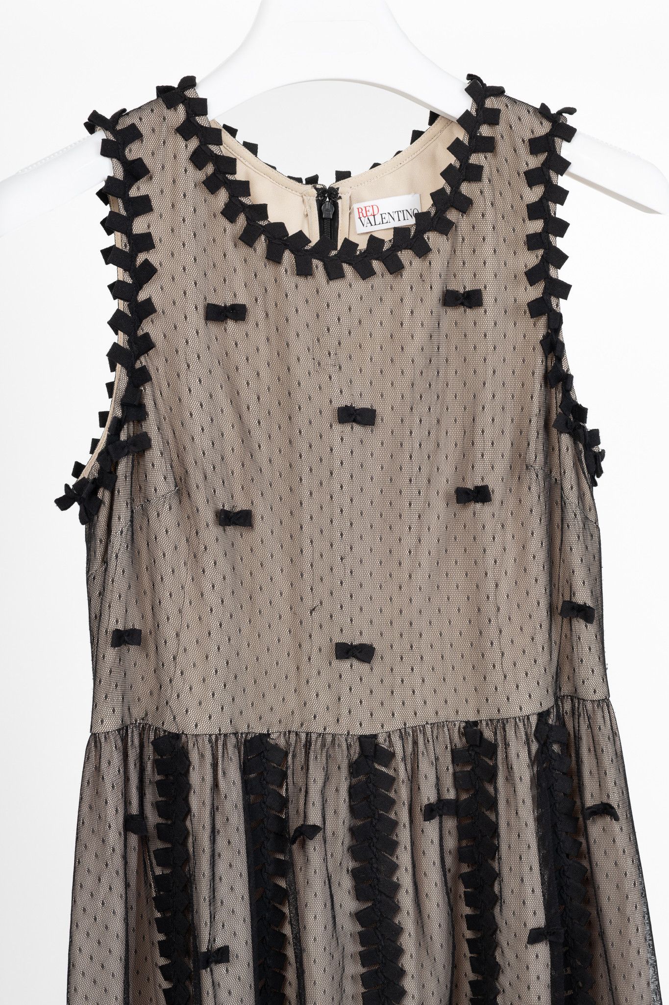 RED Valentino Red Valentino Black Swiss-Dot Tulle Bow-Embellished Dress Size M / US 6-8 / IT 42-44 - 3 Thumbnail