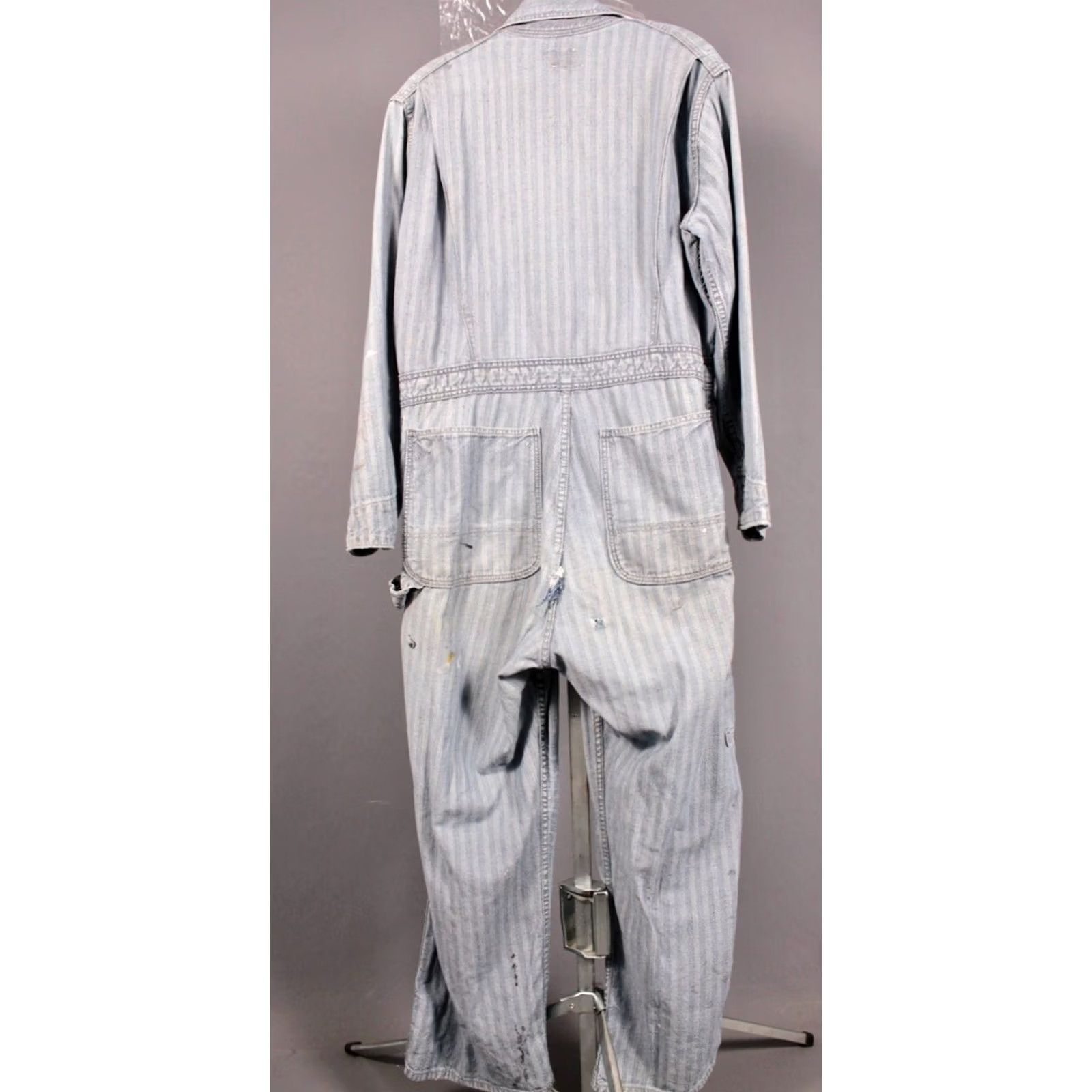 Vintage VINTAGE Blue Bell 50s HBT Coveralls 40 Short Striped Jumpsuit Mens Size US 35 - 2 Thumbnail