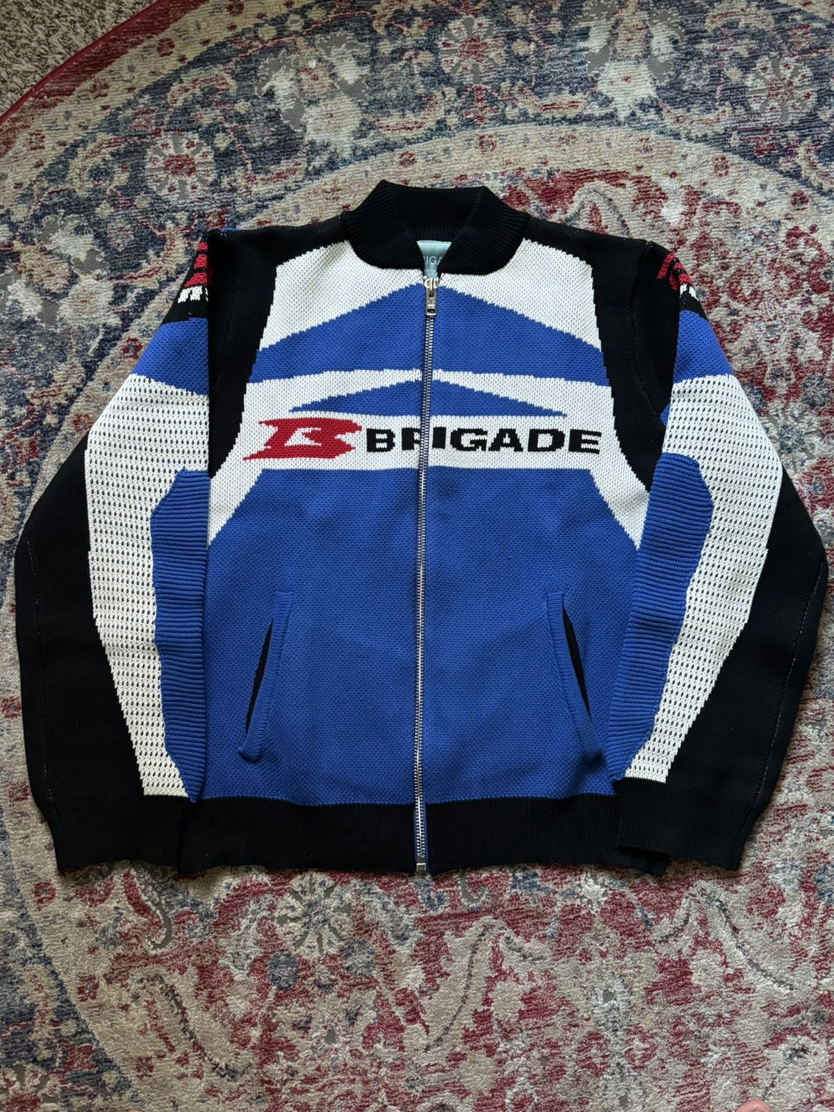 image of Brigade Moto Zip Knit in Blue, Men's (Size Medium)