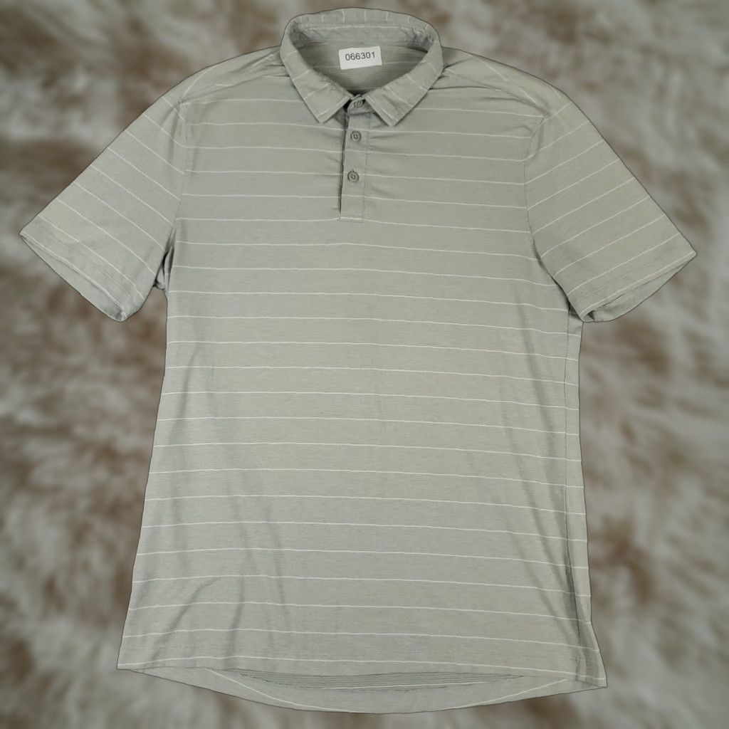 Lululemon Lululemon Polo Shirt Mens L Gray Striped Active Golf Short Sleeve Polo Shirt Mens Gray Striped Stretch Cotton Blend Polyester Size US L / EU 52-54 / 3 - 1 Thumbnail