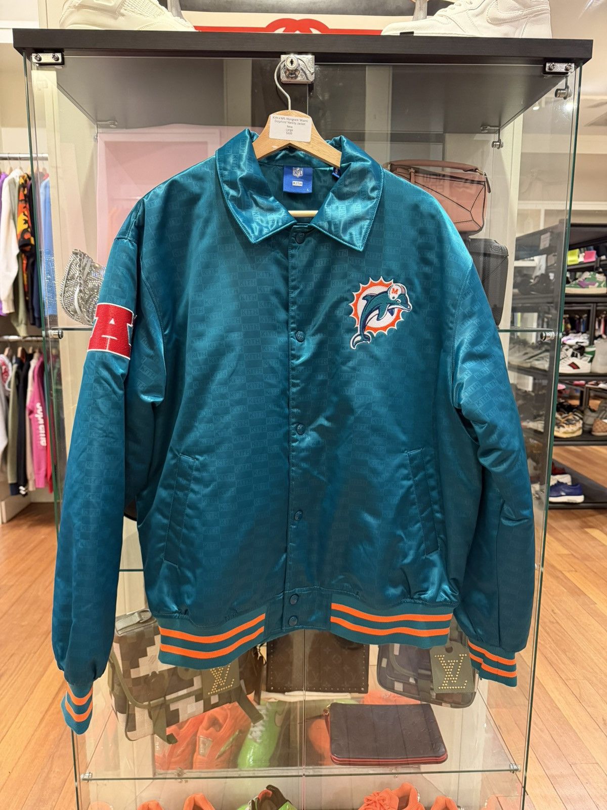 Kith × NFL Kith x NFL Monogram Miami Dolphins Satin Varsity Jacket Size US L / EU 52-54 / 3 - 1 Thumbnail