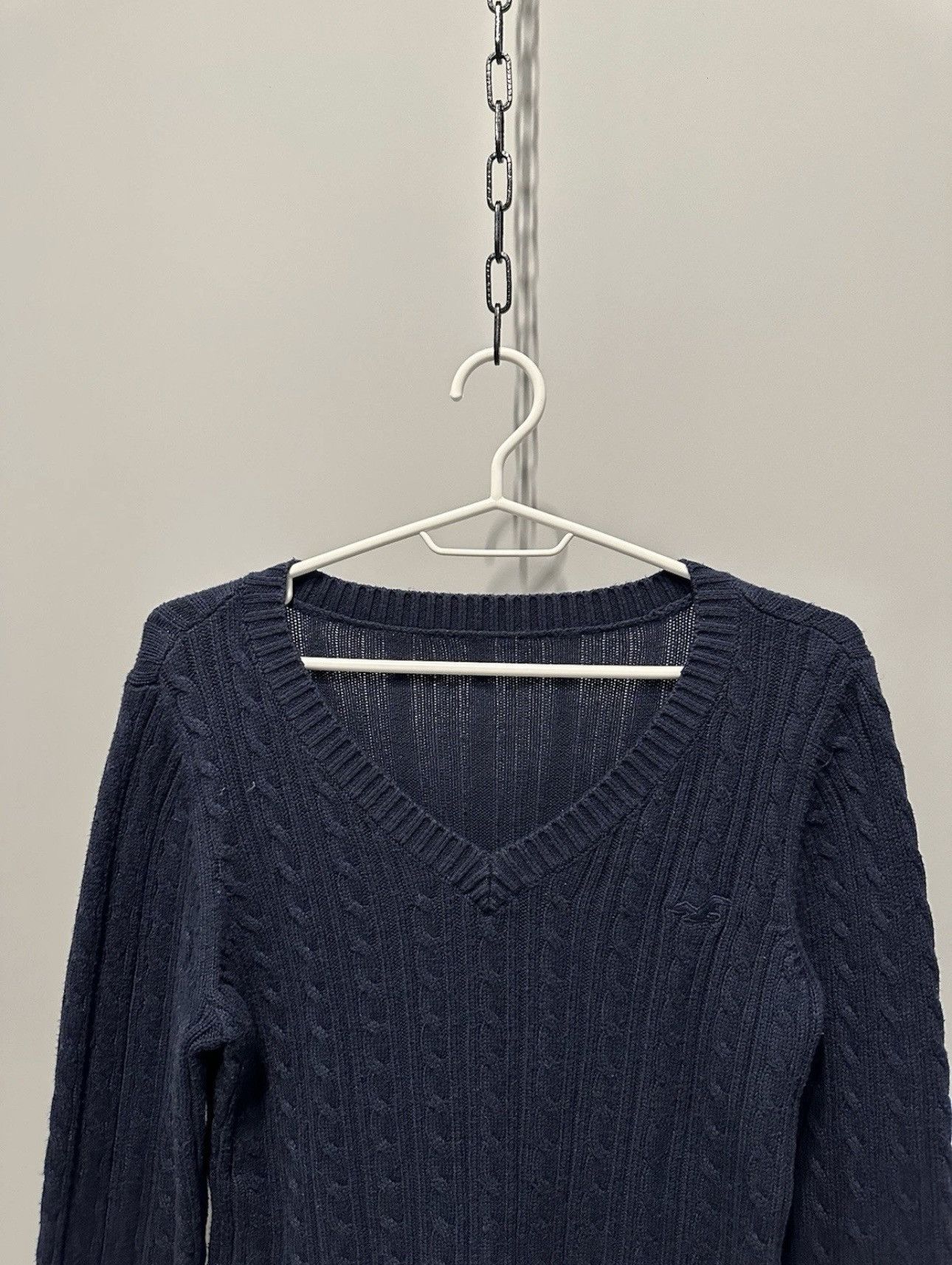 Hollister Y2K Hollister Sweater Women's Medium Blue Cable Knit V Neck Size M / US 6-8 / IT 42-44 - 4 Thumbnail