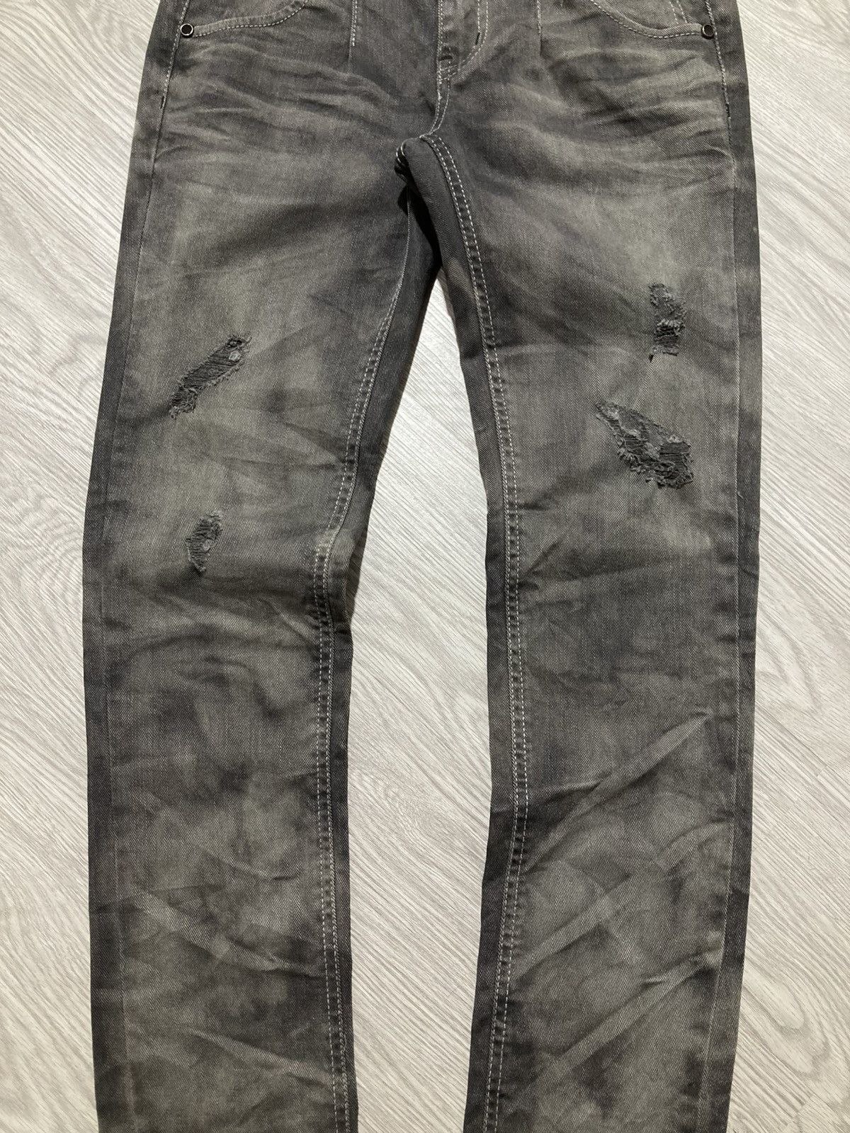 Tornado Mart 2000s Crown Denim Ripped Clawmark Denim Jeans Punk Gothic Size US 27 - 12 Thumbnail