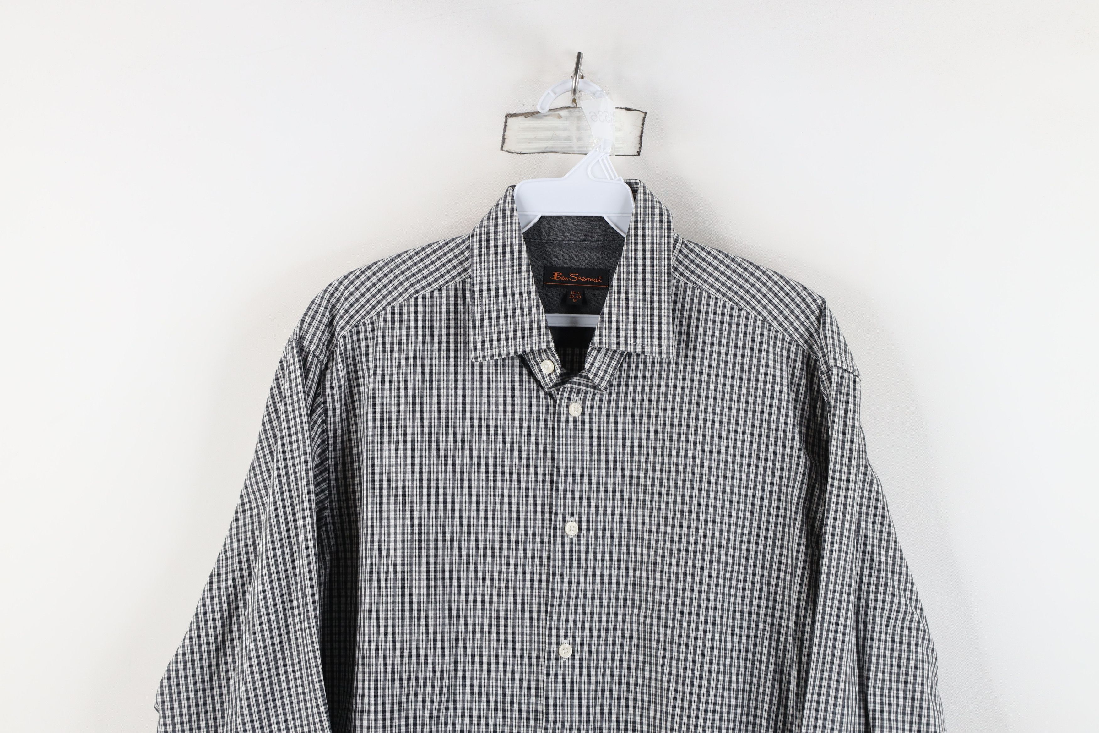 Ben Sherman Ben Sherman Faded Collared Button Shirt Black Plaid Cotton Size US M / EU 48-50 / 2 - 2 Thumbnail
