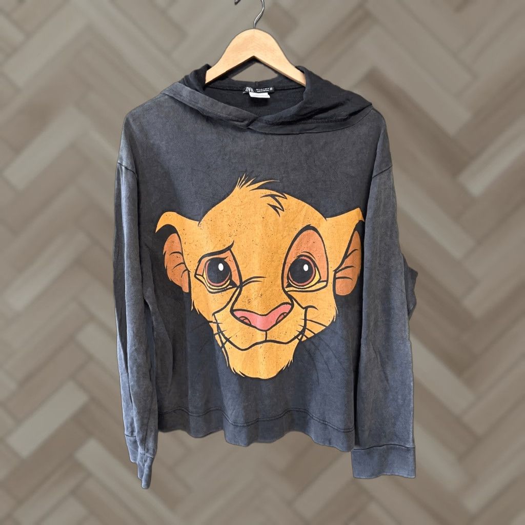 Zara Zara Hoodie Gray Marble Lion King Simba Graphic Print Long Sleeve Pullover Women Size S Small Vintage No Size S / US 4 / IT 40 - 1 Thumbnail