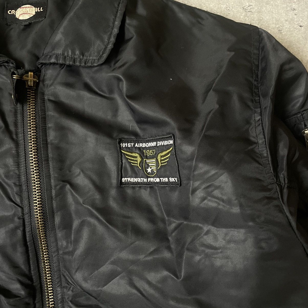 Vintage Type CWU Airborne Division Logo Biker Bomber Jacket
