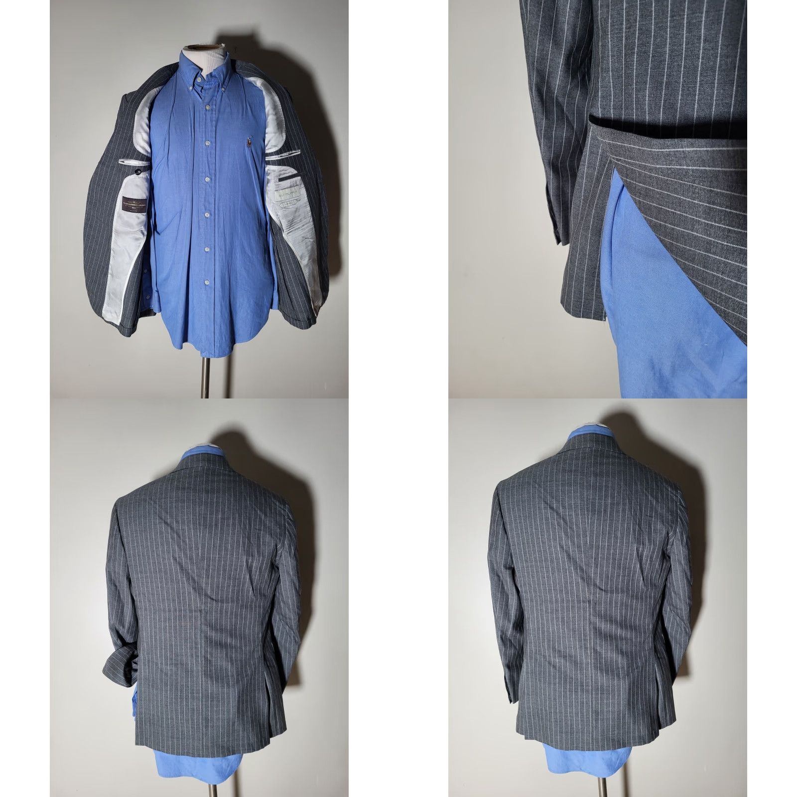 Suitsupply Suitsupply Gray Striped Havana VBC Wool Blazer Sport Coat Coat 40R Slim Notch Two-Button Wool Men Regular Vintage No Size 40R - 8 Thumbnail