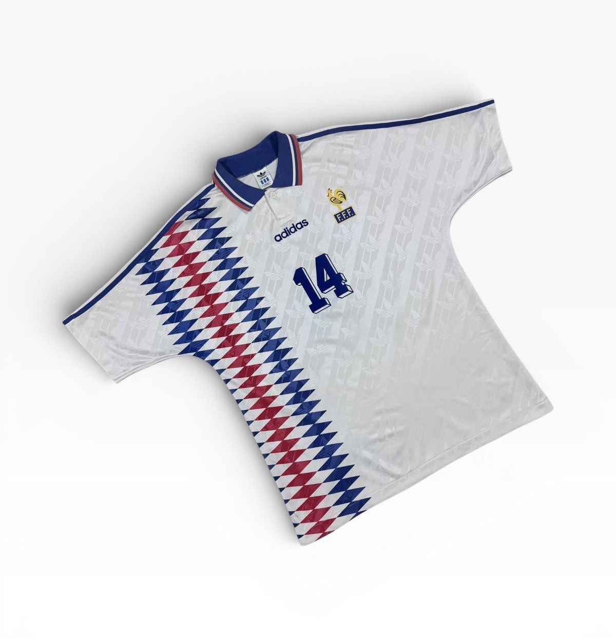 Adidas Vtg⚽️1994 World Cup Jersey France#14 Zidane Size US L / EU 52-54 / 3 - 5 Thumbnail