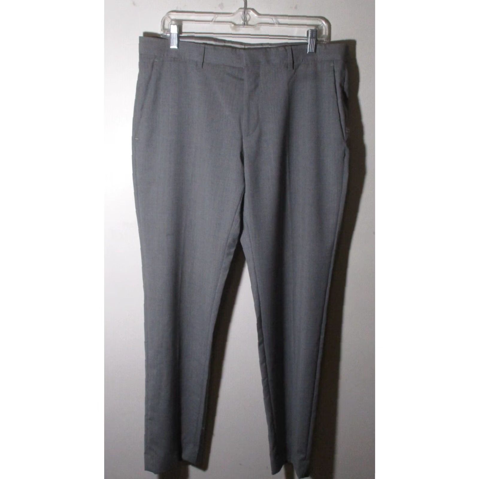 Hugo Boss HUGO BOSS Gray 100% Wool Flat Dress Pants 34W-31L Mens Flat Front Pocket 5-Pocket Dry Clean Only - Regular Fit Size US 34 / EU 50 - 2 Thumbnail
