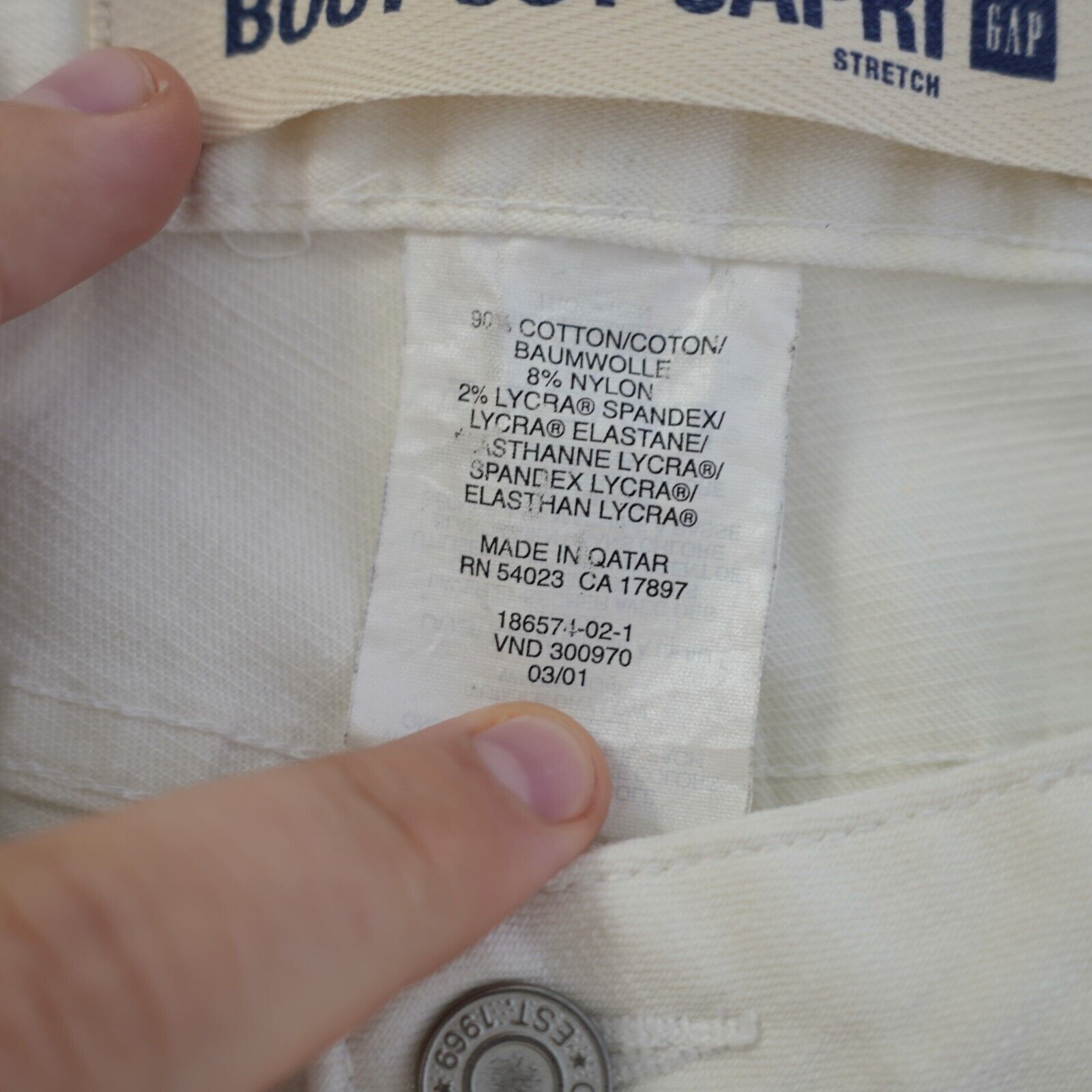 Gap Gap White Denim Boot Cut Capri Stretch Jeans 32/18 Mid Rise Size 32" / US 10 / IT 46 - 5 Thumbnail