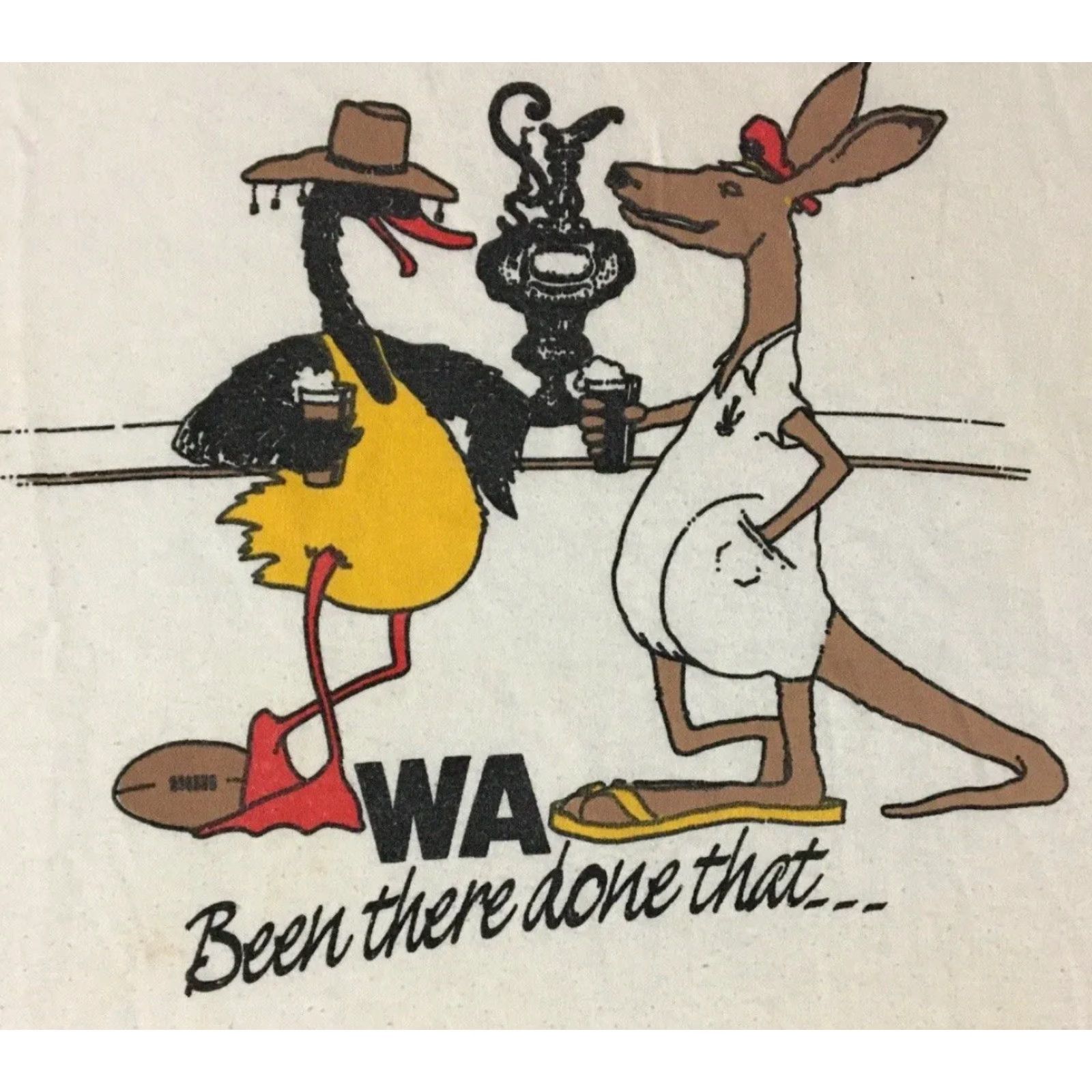 Vintage Vtg 70s Western Australia Been There Faded Shirt M Kangaroo Beer Funny Grunge 80 Size US M / EU 48-50 / 2 - 2 Thumbnail