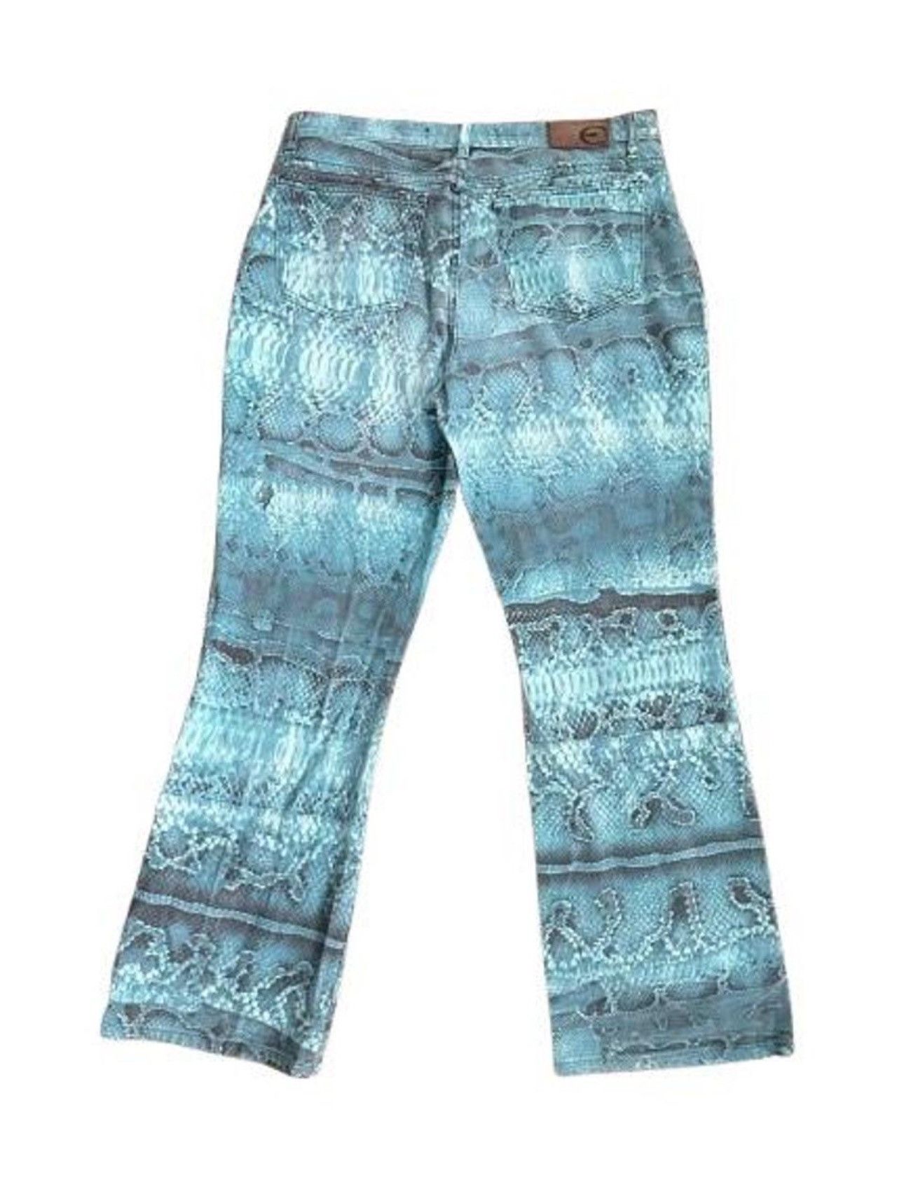 Just Cavalli Low/Mid Rise Blue Snake Print Cavalli Jeans Size 32" / US 10 / IT 46 - 2 Thumbnail