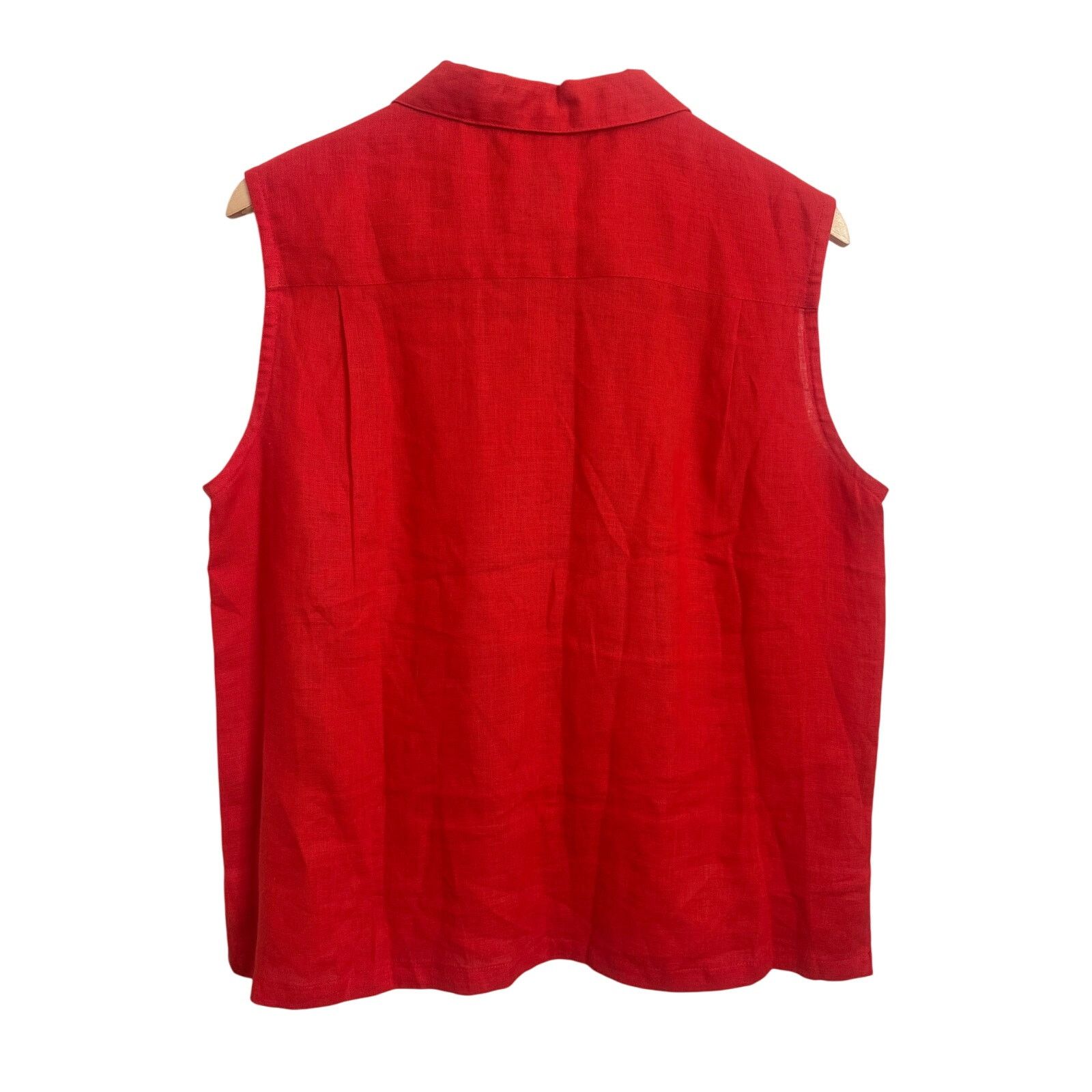 Jams World Jams World Red 100% Linen Button-Up Sleeveless Top XL Size XL / US 12-14 / IT 48-50 - 2 Thumbnail