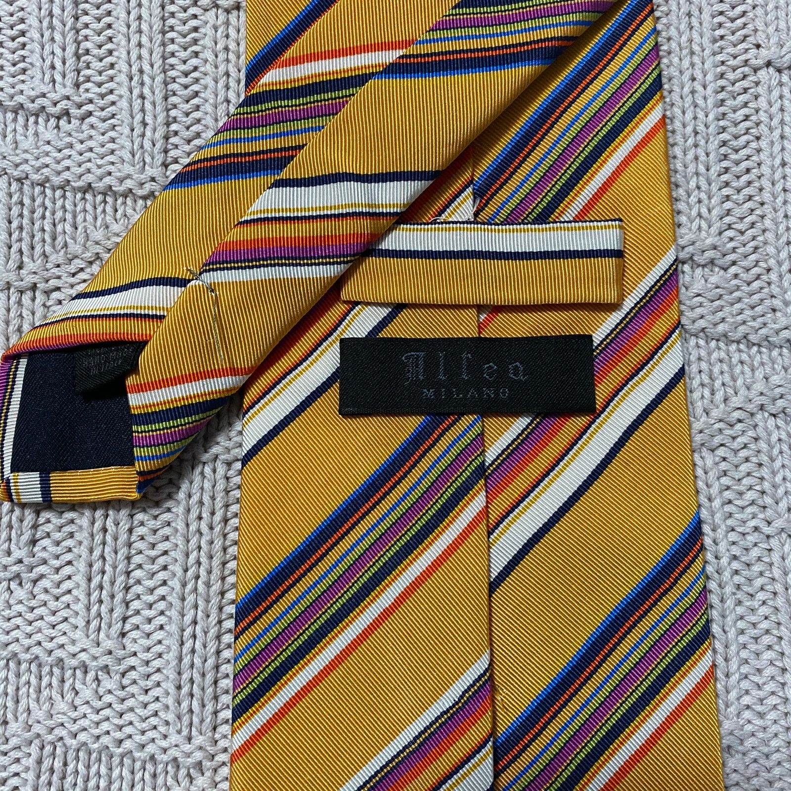 Altea yellow striped silk tie