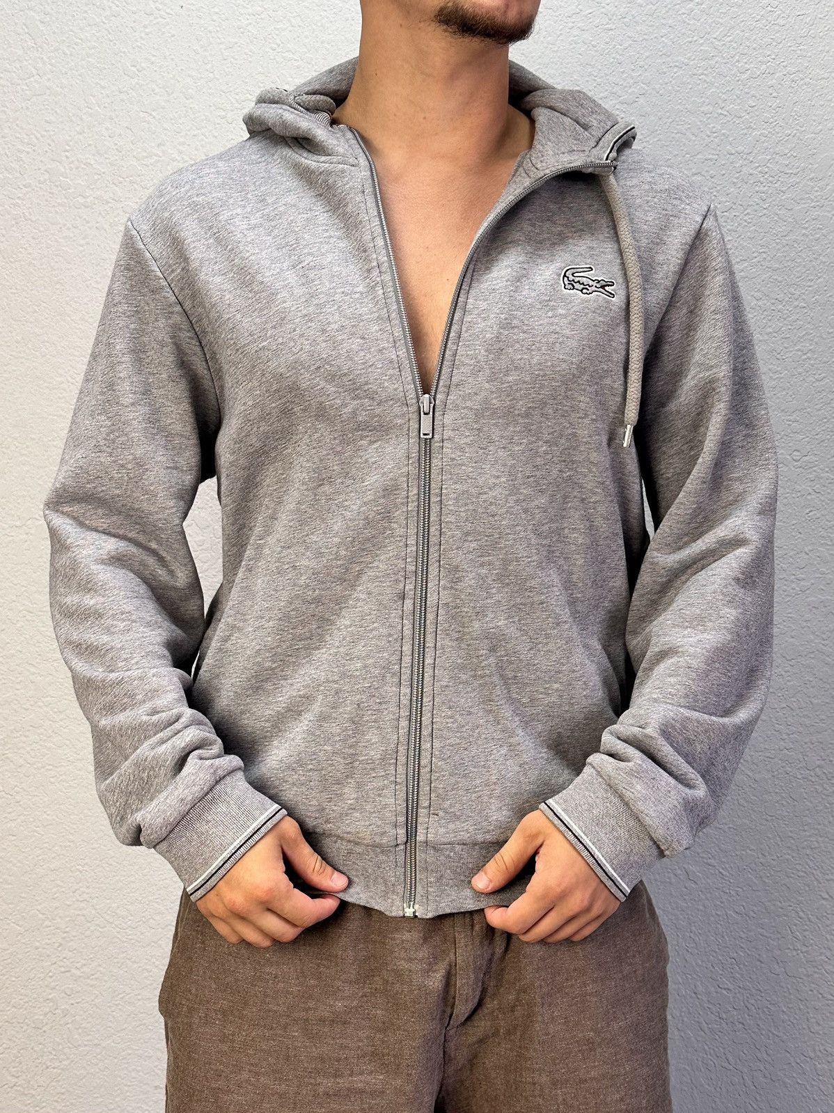 Lacoste Vintage Lacoste Zip Hoodie Grey Sk8 France Polo Ralph Lauren Size US L / EU 52-54 / 3 - 1 Thumbnail