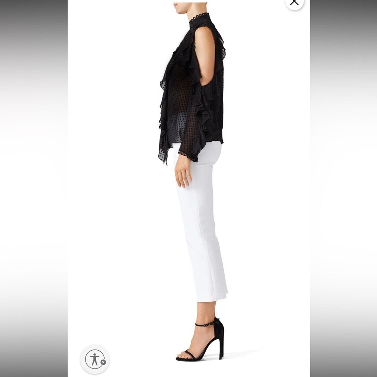 NICHOLAS 136 Nicholas $695 Navy Ruffle Trim Blouse Size 2 Size XS / US 0-2 / IT 36-38 - 2 Thumbnail