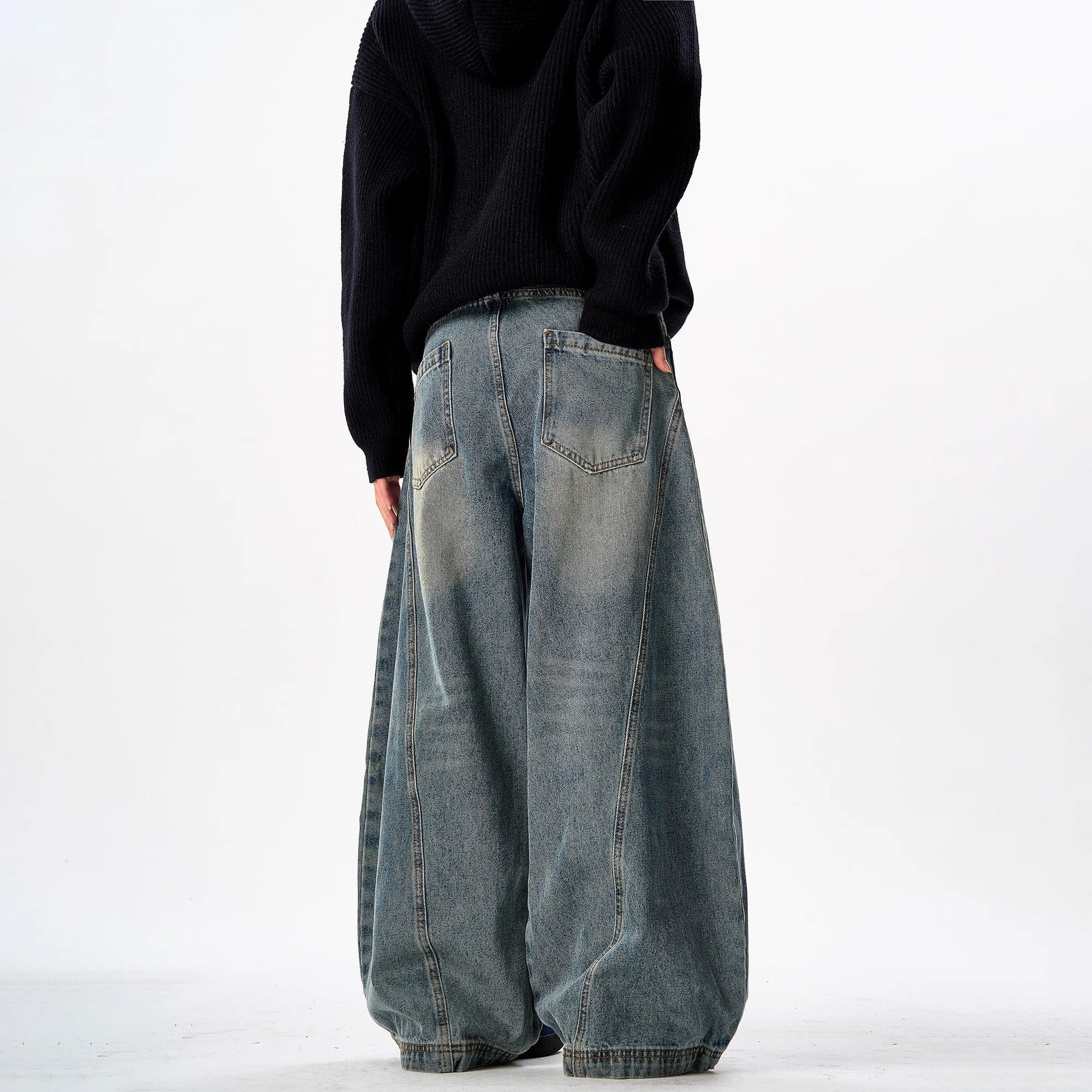 Japanese Brand American retro men's loose straight leg washed curved jeans Size US 32 / EU 48 - 3 Thumbnail