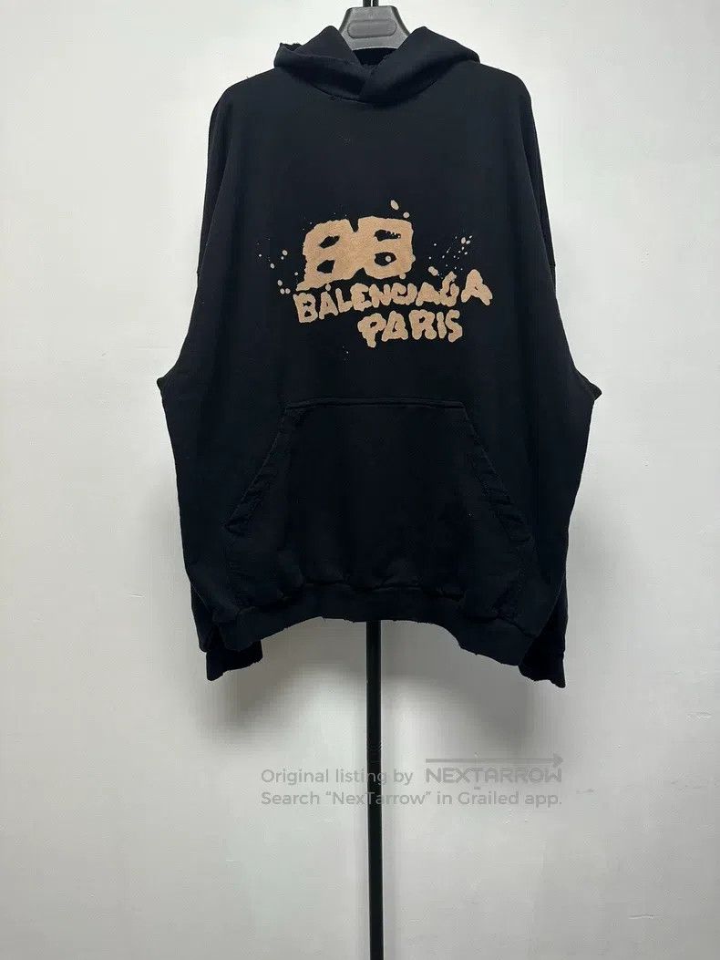 Balenciaga Balenciaga Letter Printed Cotton Hooded Long Sleeve Sweats Size US L / EU 52-54 / 3 - 1 Thumbnail