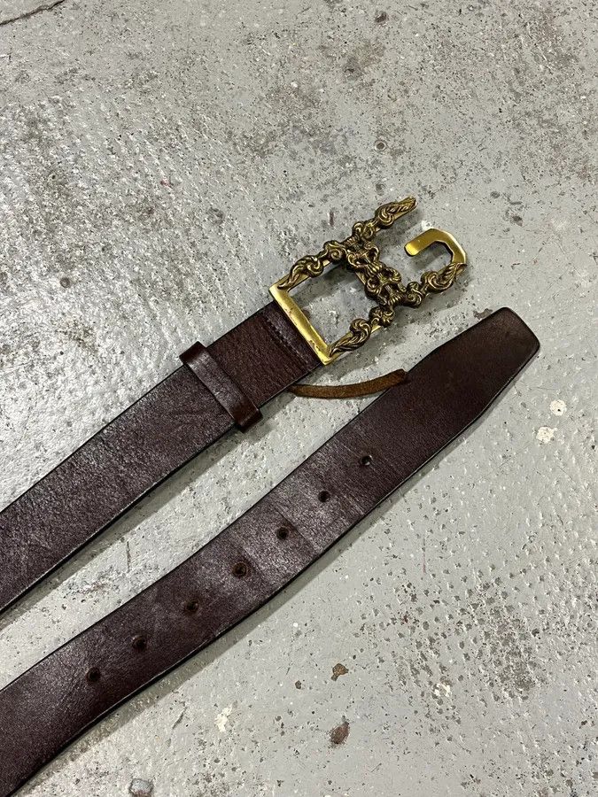 Dolce & Gabbana AW2005 Dolce & Gabbana Ornate Gold Buckle Brown Leather Belt Size ONE SIZE - 3 Thumbnail