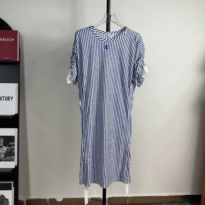 Chanel Chanel Striped Cotton Dress in Chocolate 0089 Size S / US 4 / IT 40 - 1 Thumbnail
