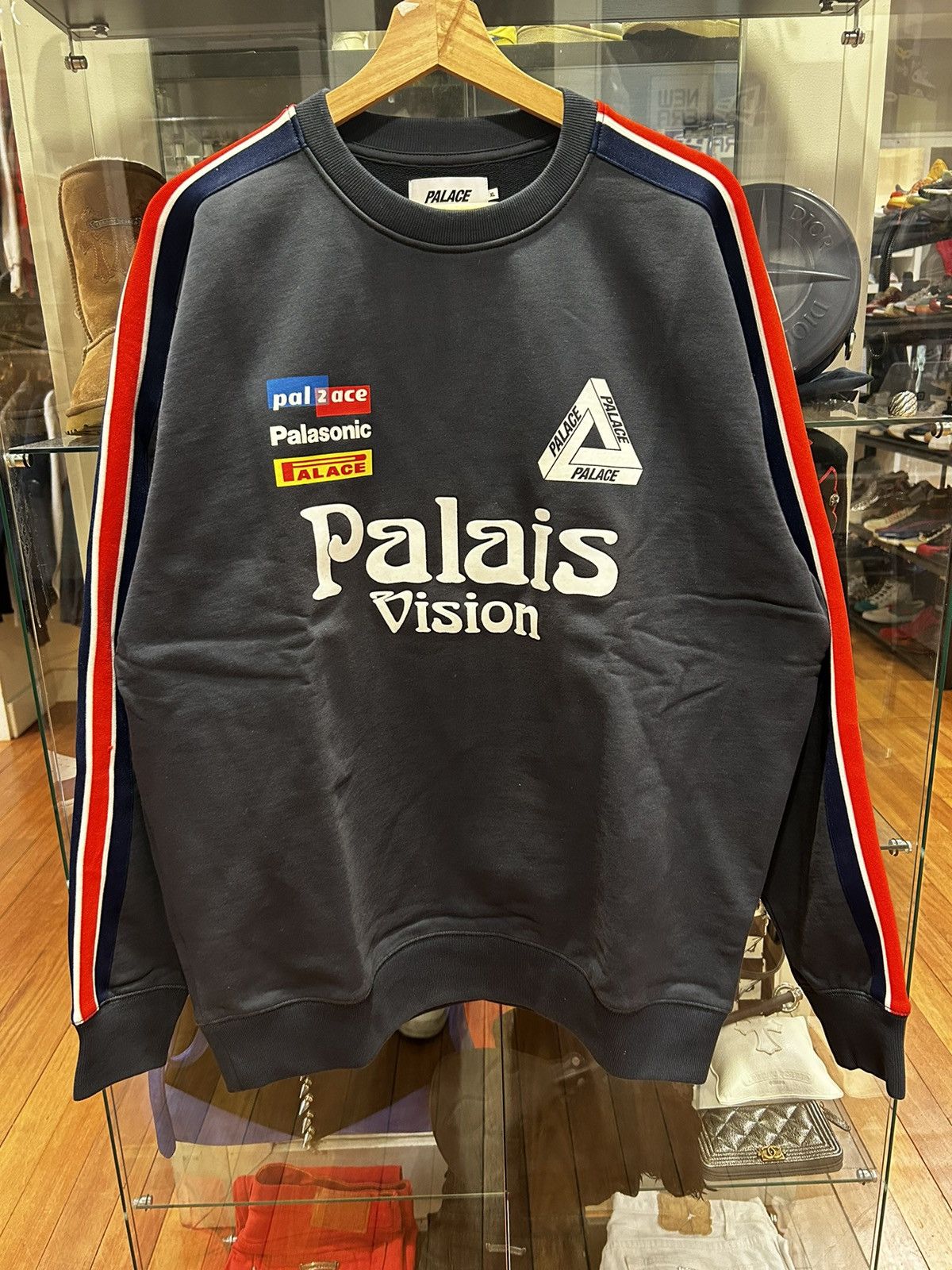 ウェア palace flag stripe crew Palace Flag Stripe Crew Navy Men's - SS22 - US