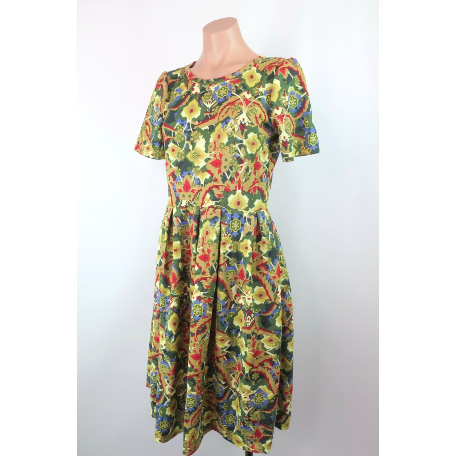 VINTAGE LuLaRoe Dress Amelia L Zipper Floral All Over Print A-Line Fit &  Flare Knee