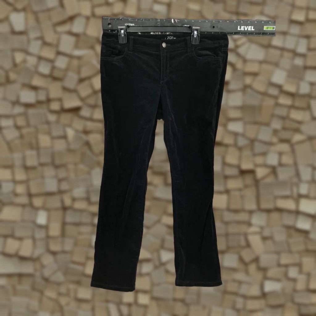 Loft Loft Petite Black Straight Pants 12P Womens Knit Flat Front Elastic Waist Pockets Ankle 28in Regular Rise Modern Classic Size 34" / US 12 / IT 48 - 1 Thumbnail