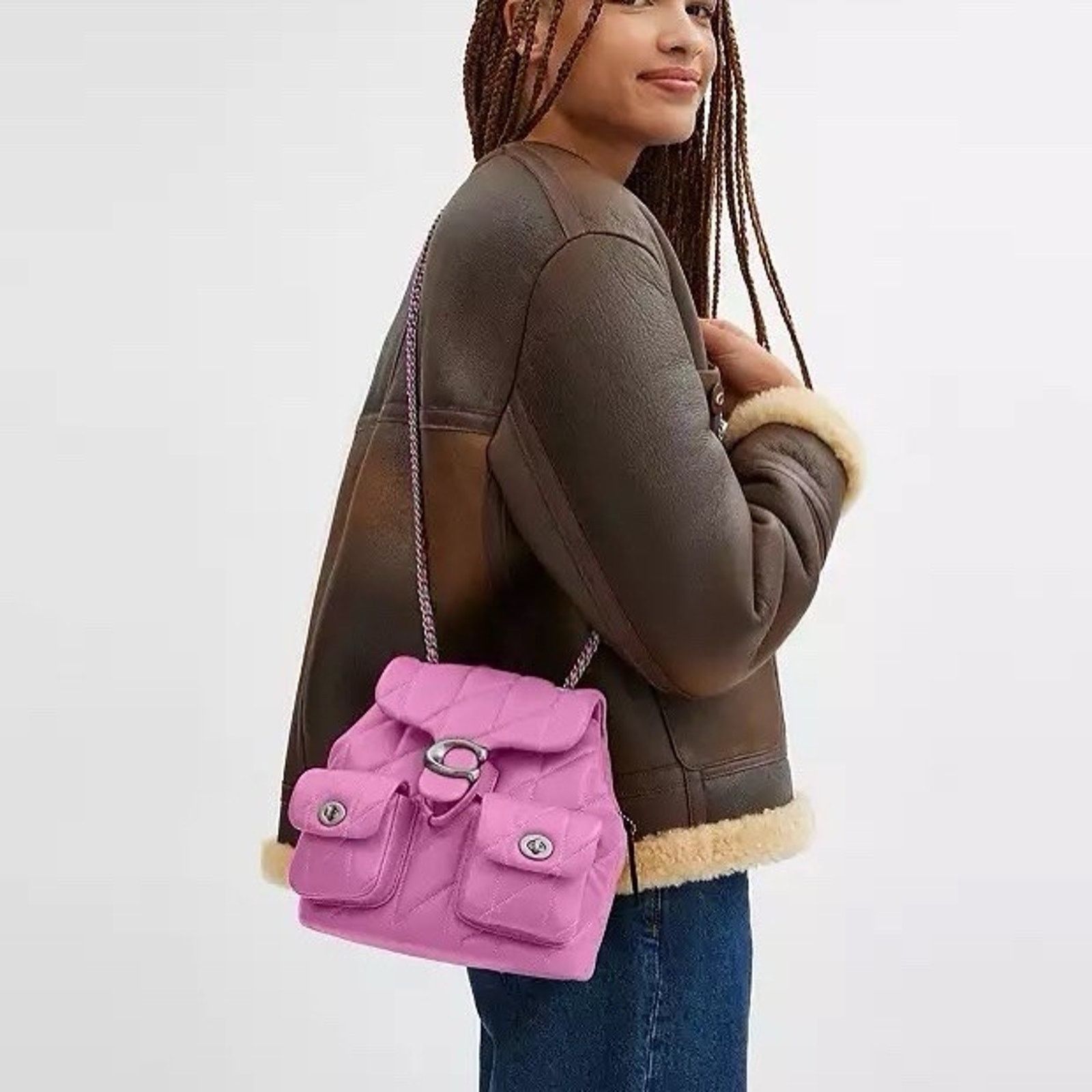 Coach NWT Coach Tabby Backpack Pillow Fuschia Leather CU076 Size ONE SIZE - 10 Thumbnail