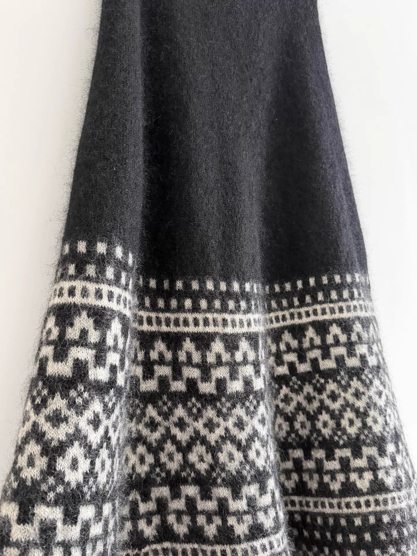 Yohji Yamamoto Yohji Yamamoto Y's F.I. Wool Midi Skirt Black/White Size F Size 27" / US 4 / IT 40 - 5 Thumbnail