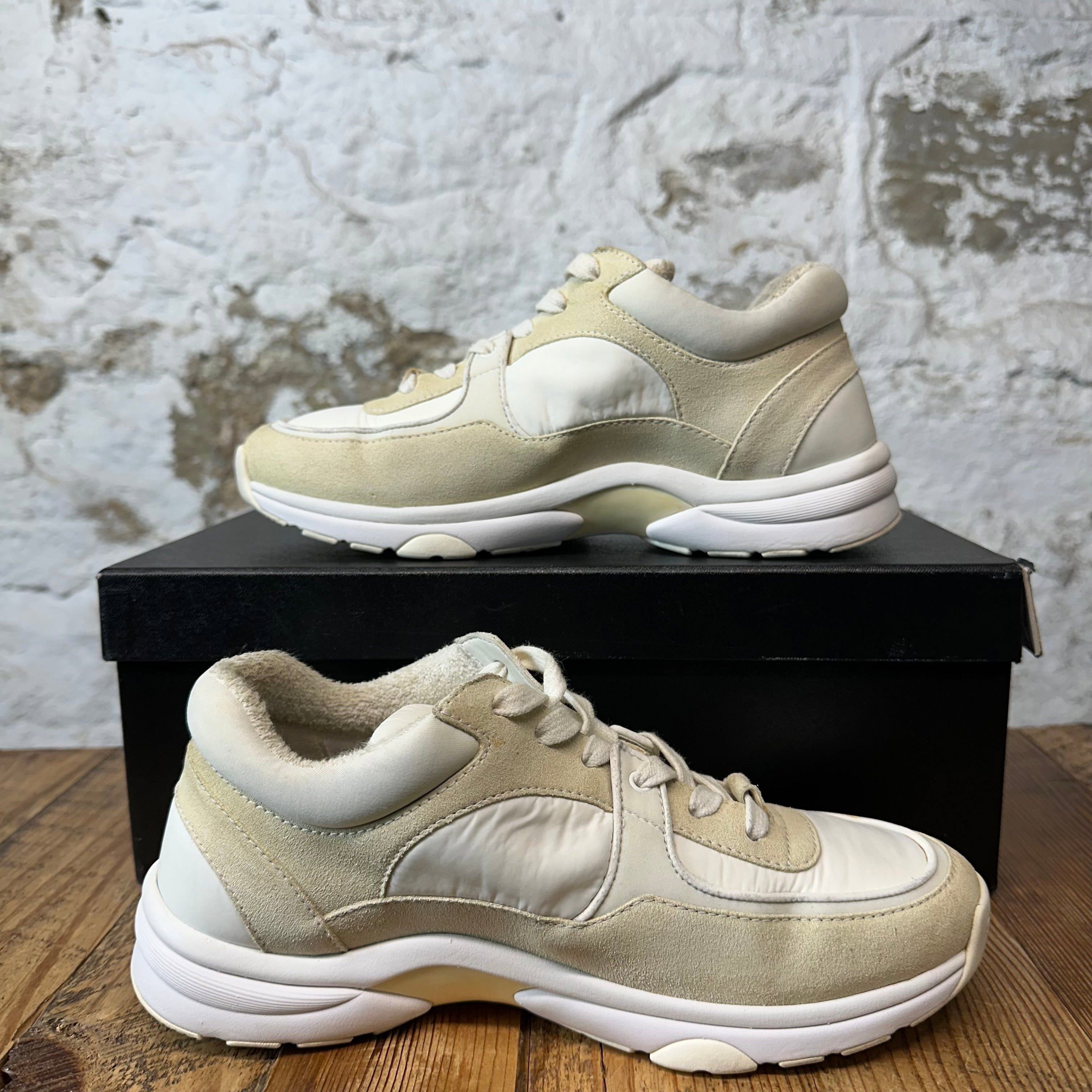 Chanel Chanel CC Beige White Trainer Sneaker Sz 6 (38) Size US 6 / EU 39 - 2 Thumbnail