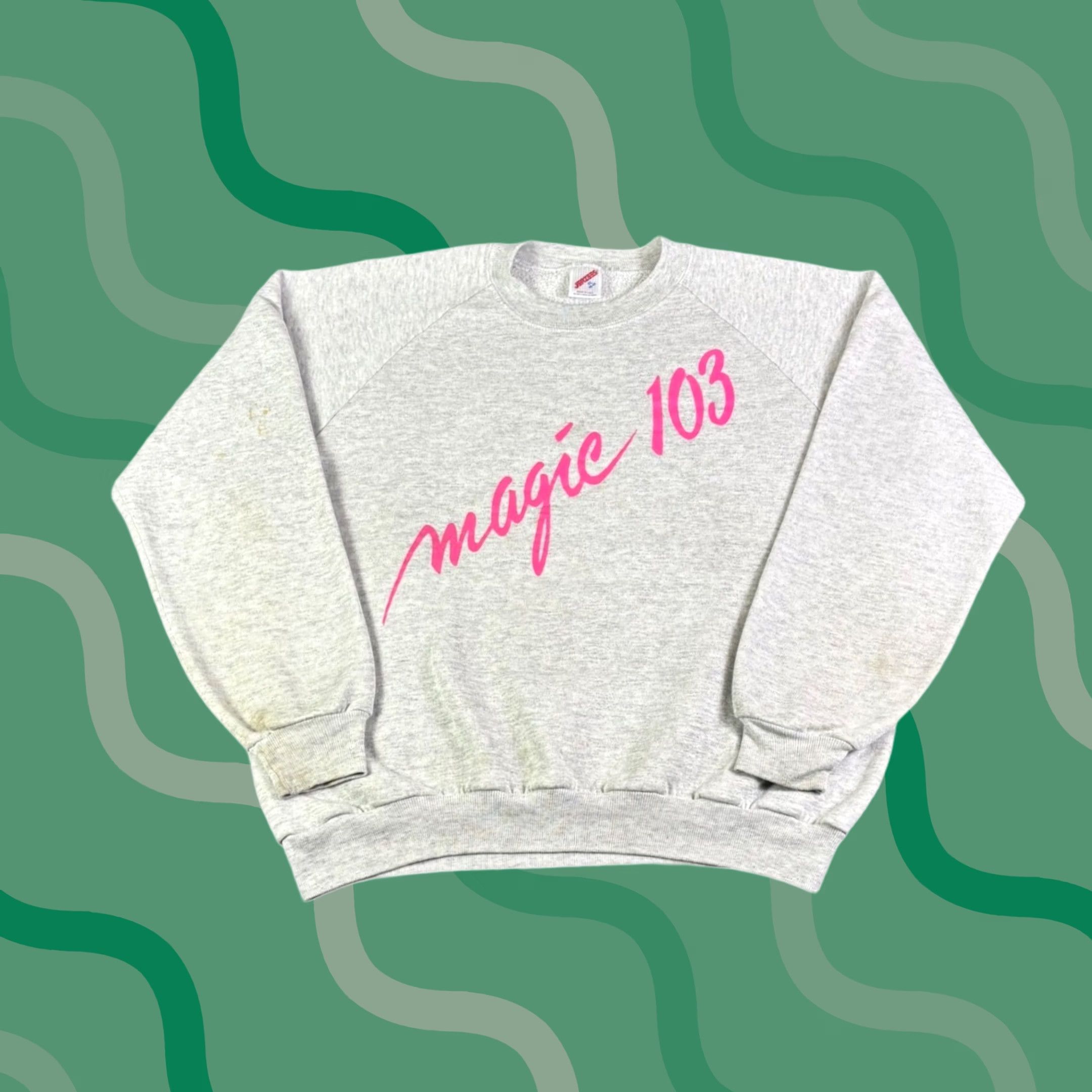 Jerzees VINTAGE Jerzees Sweatshirt MX WMGK Radio Gray XL Raglan Mens Crew Neck Graphic Print 80s Size US XL / EU 56 / 4 - 1 Thumbnail
