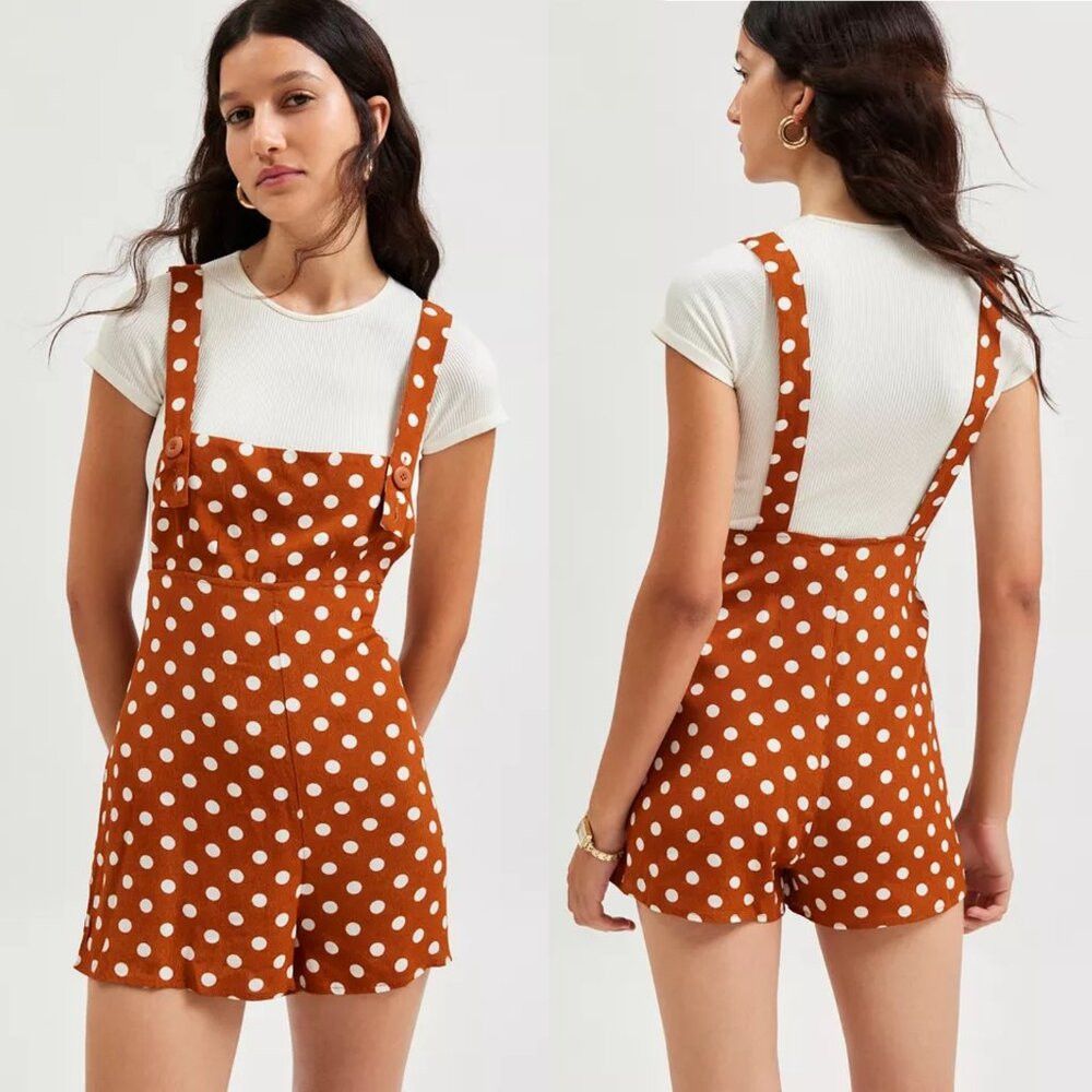 Other New Kimchi Blue Stephie Shift Brown Polka Dot Romper Size S Size 28" / US 6 / IT 42 - 1 Thumbnail