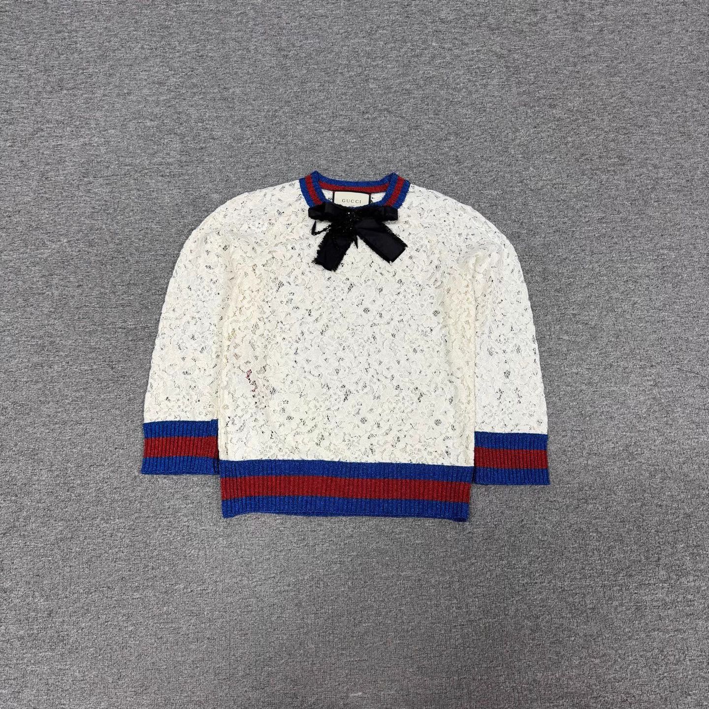 Gucci Gucci Lace Insert Knit Cuffs & Collar 99 New Sweatshirt S Size S / US 4 / IT 40 - 1 Thumbnail