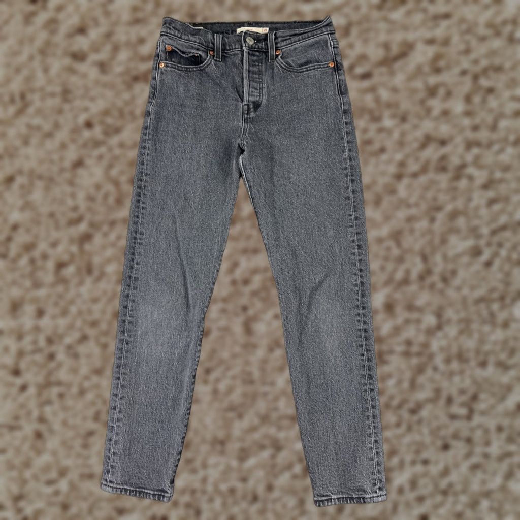Levi's Levi's Wedgie Fit Jeans Women 26 Black Denim Mid Rise 5-Pocket Stretch Distressed Regular Retro Womens Size 26" / US 2 / IT 38 - 1 Thumbnail