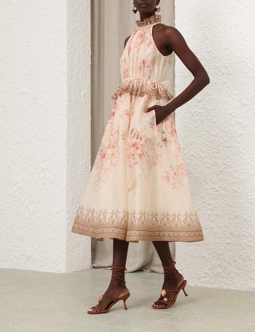 Zimmermann oc11z0226 Illuminate Halter Midi Dress In Multicolor Size M / US 6-8 / IT 42-44 - 3 Thumbnail
