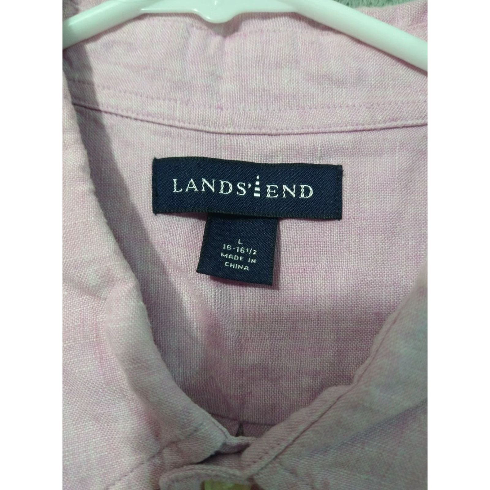 Lands' End Lands' End Shirt Mens Large Purple Linen Button-Up Short Sleeve Casual Beach Size US L / EU 52-54 / 3 - 5 Thumbnail