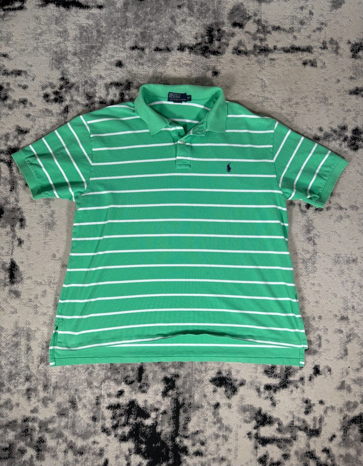 Polo Ralph Lauren Vintage Polo Ralph Lauren Green White Stripped Polo Shirt Size US XXL / EU 58 / 5 - 1 Thumbnail