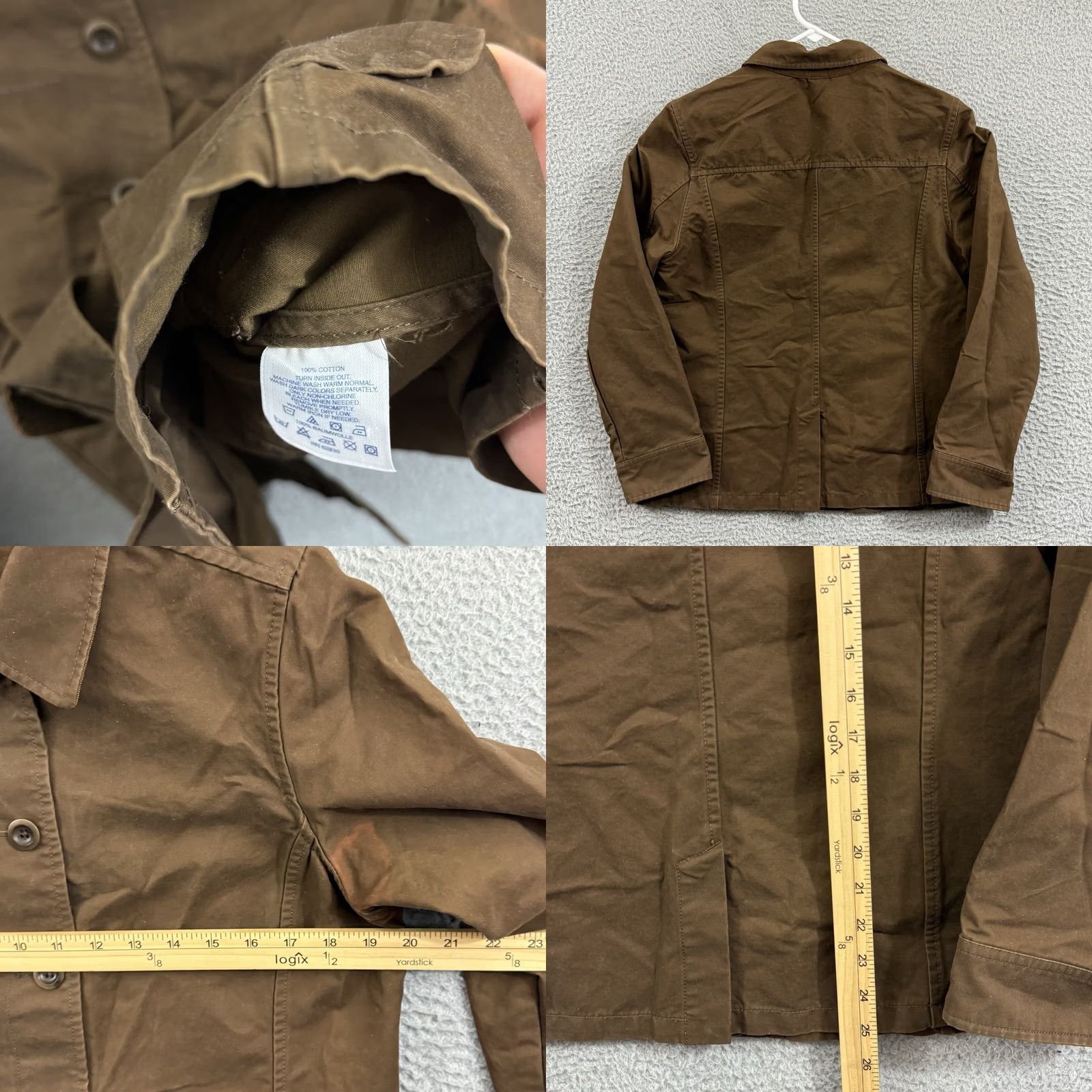 Lands' End Lands' End Jacket Womens Small Brown Waxed Chore Utility Button Outdoor Barn Cotton Canvas Belted Lined Mid-Length Long Sleeve Classic Fit Size S / US 4 / IT 40 - 8 Thumbnail