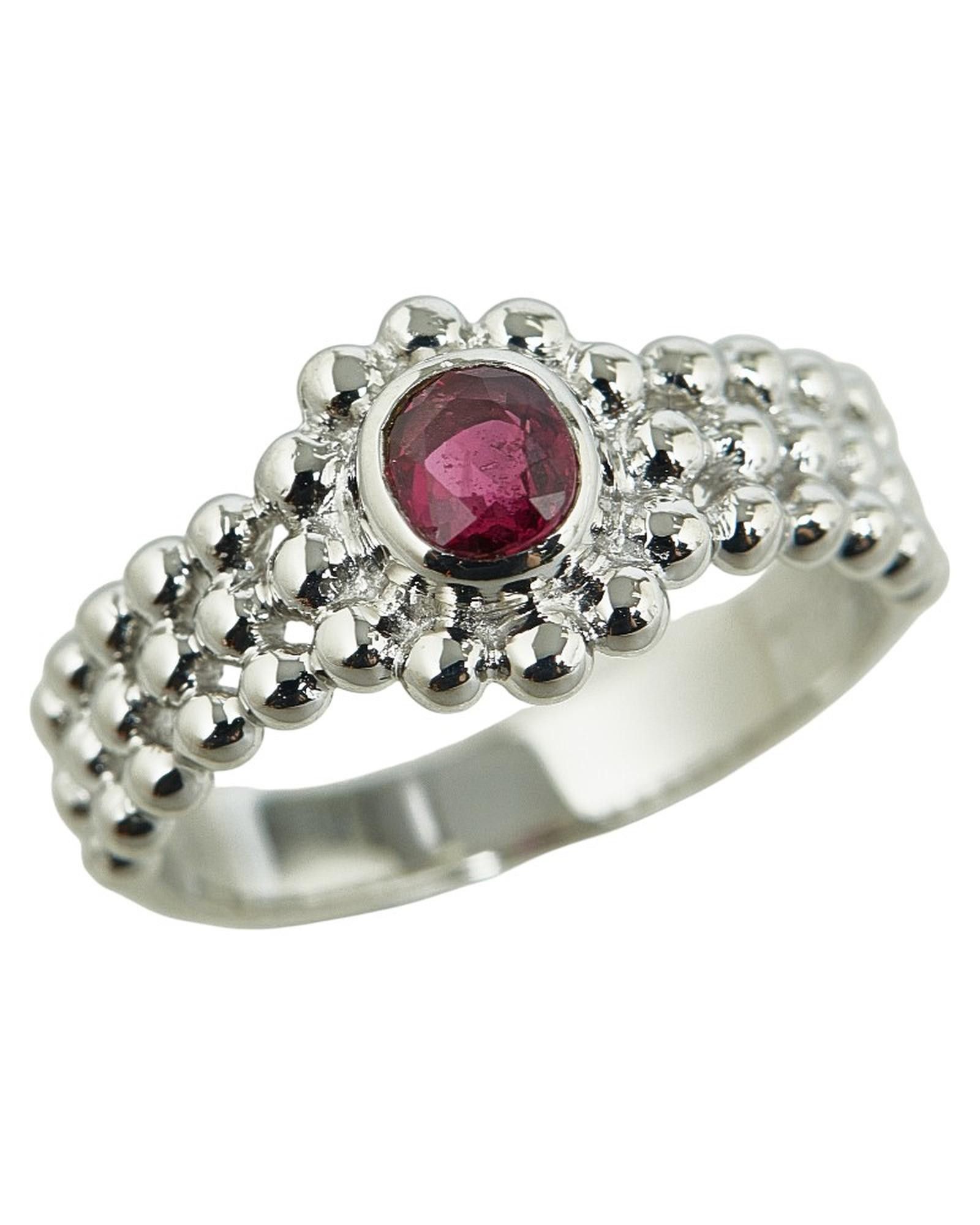 image of Platinum Ruby Ring For Women in Silver
