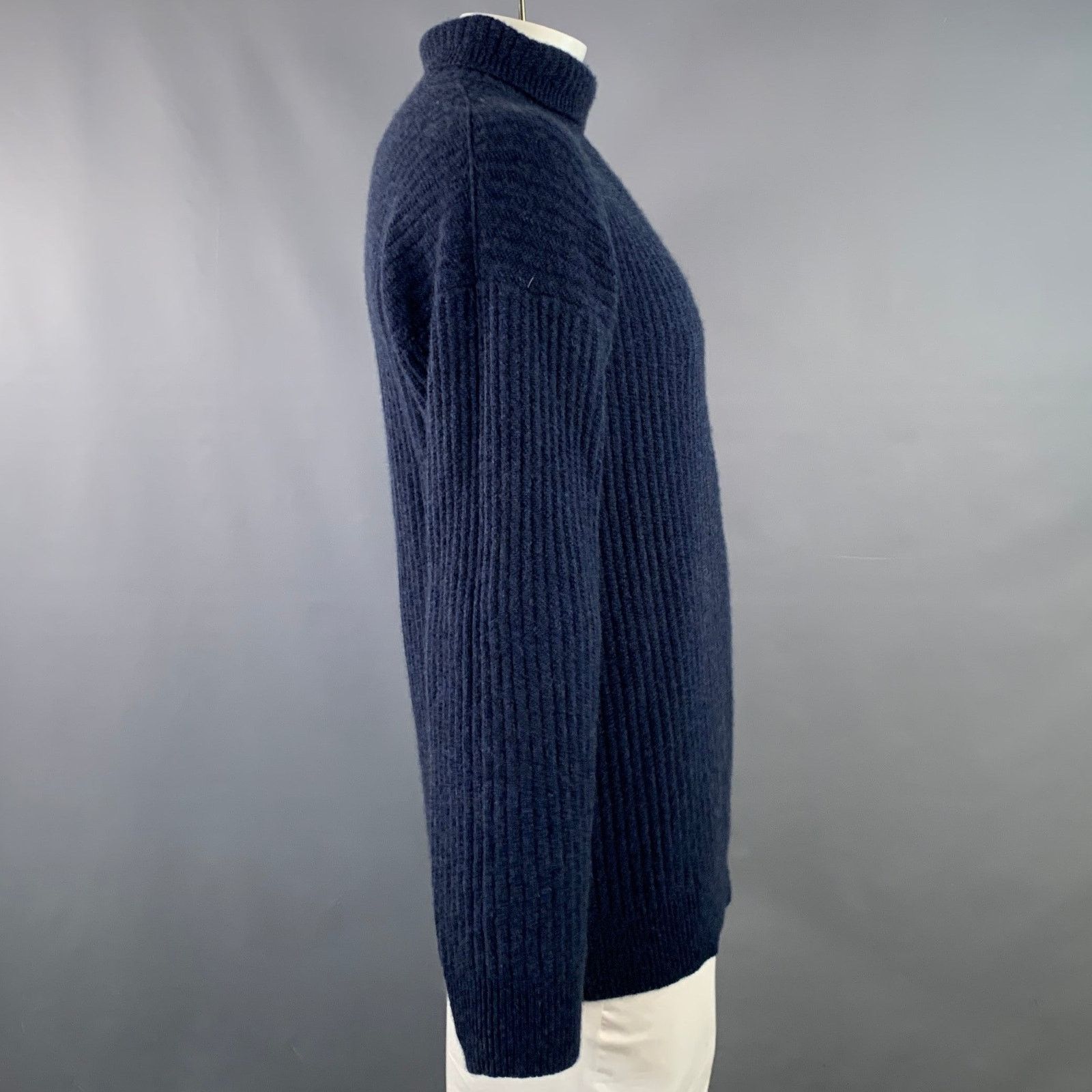 Margaret Howell MARGARET HOWELL Navy Cashmere Rib Knit High Neck Sweater Size US XL / EU 56 / 4 - 3 Thumbnail