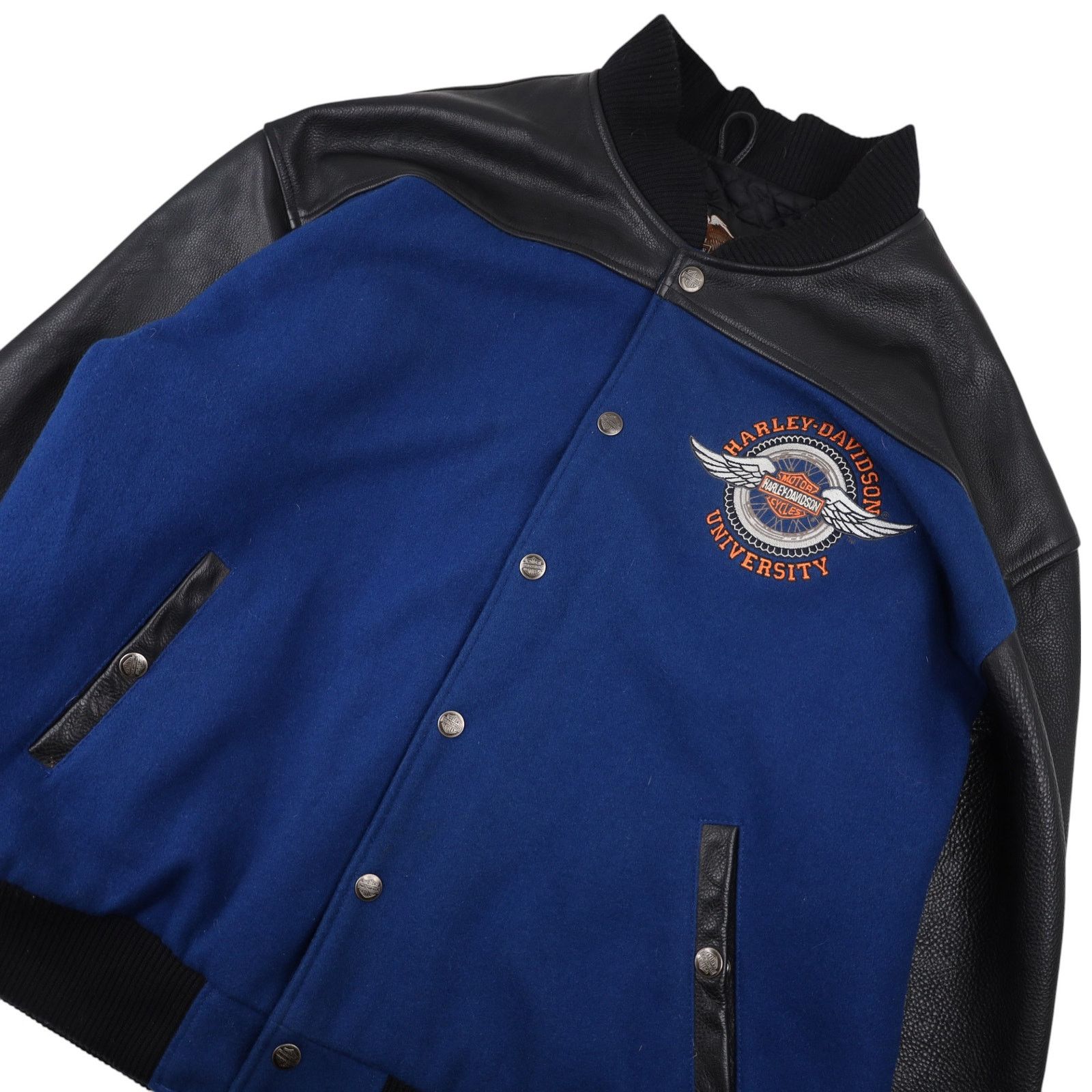 Harley Davidson × Vintage VTG Harley Davidson University Big Logo Letterman Jacket Size US XXL / EU 58 / 5 - 2 Thumbnail