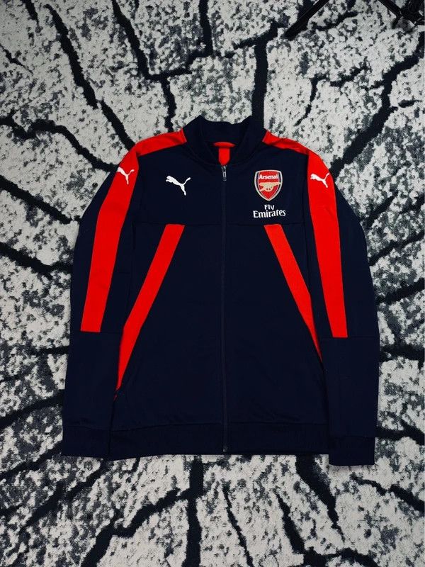Puma sports zip sweatshirt navy blue red logo embroidery M Size US M / EU 48-50 / 2 - 1 Thumbnail