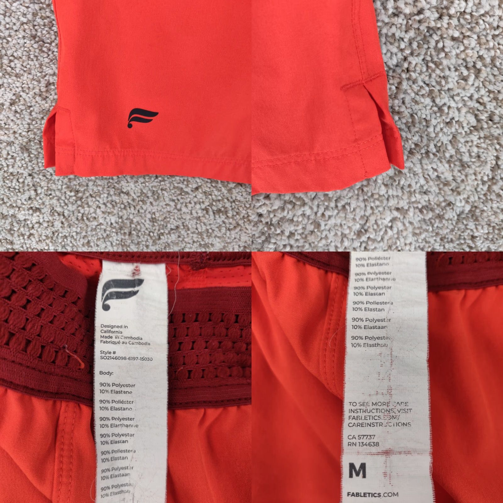 Fabletics Fabletics The Fundamental Shorts Mens Regular Red Pockets Drawstring Lined Breathable Lightweight Athletic 6.5 Inseam Size US 31 - 8 Thumbnail