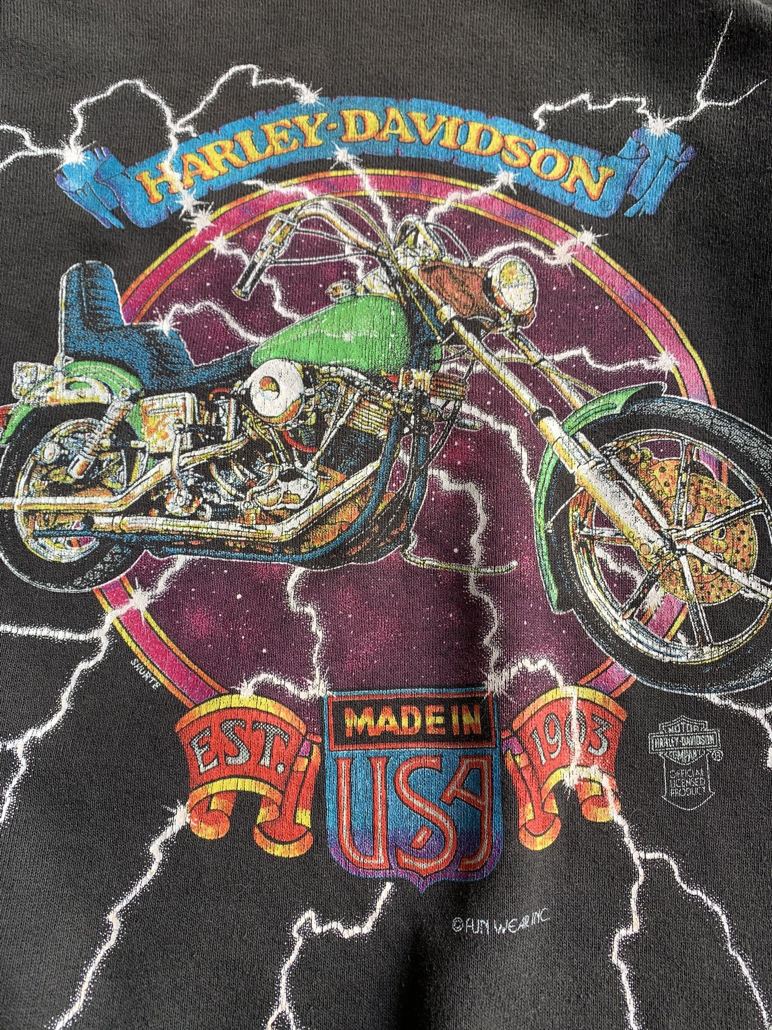 Harley Davidson 💎 Vintage Harley Davidson Lightning Sweatshirts Size US L / EU 52-54 / 3 - 3 Thumbnail