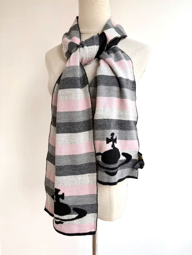 Vivienne Westwood Vivienne Westwood Black and pink striped scarf Size ONE SIZE - 2 Thumbnail