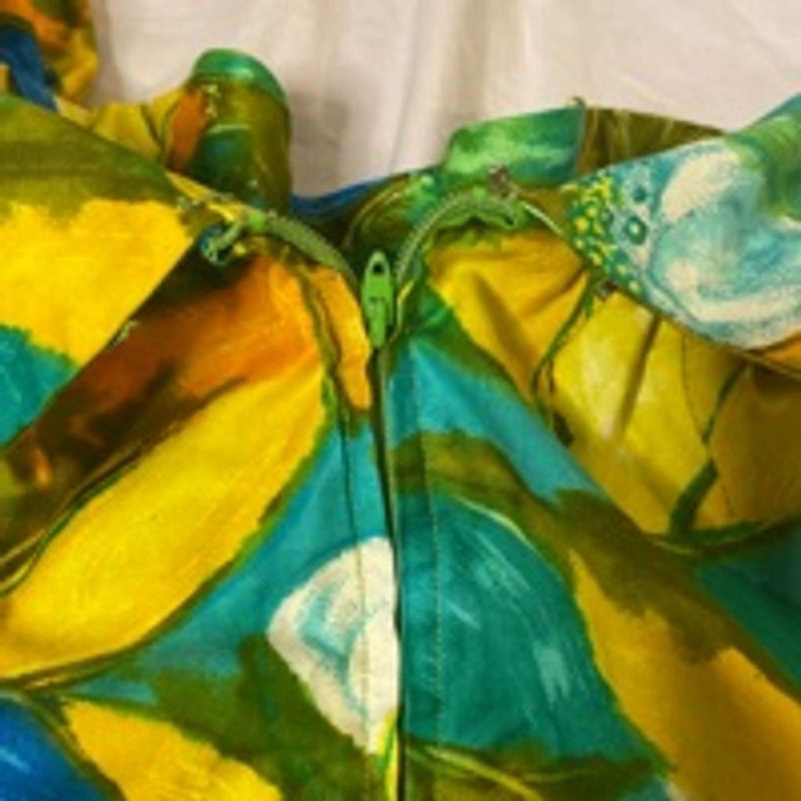 Handmade 1960s Floral Mod Shift Dress Yellow Green Retro Boho Hippie Size M / US 6-8 / IT 42-44 - 4 Thumbnail