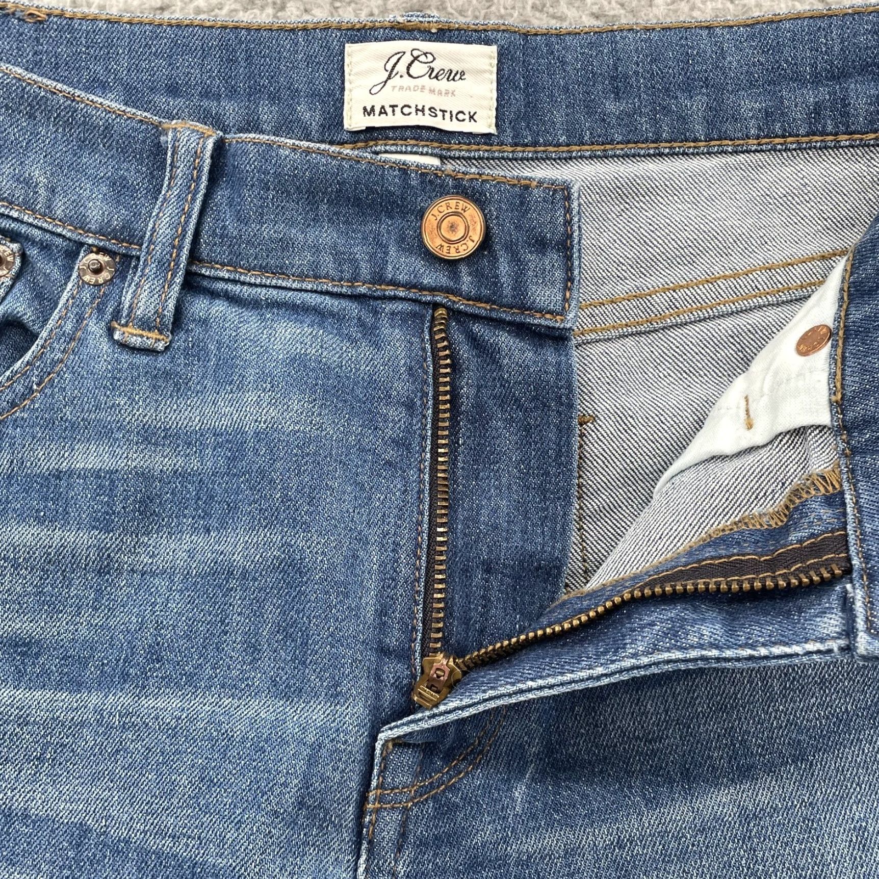 J.Crew J.CREW Jeans Women 29P Petite Matchstick Denim Straight Distressed Chic Classic - 5-Pocket Blue Cotton Elastane Jeans Size 29" - 7 Thumbnail