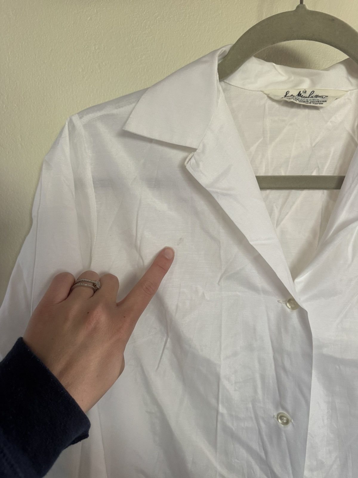 Other Vintage Lady Manhattan White Blouse Size 12 Button Up Size XL / US 12-14 / IT 48-50 - 7 Thumbnail