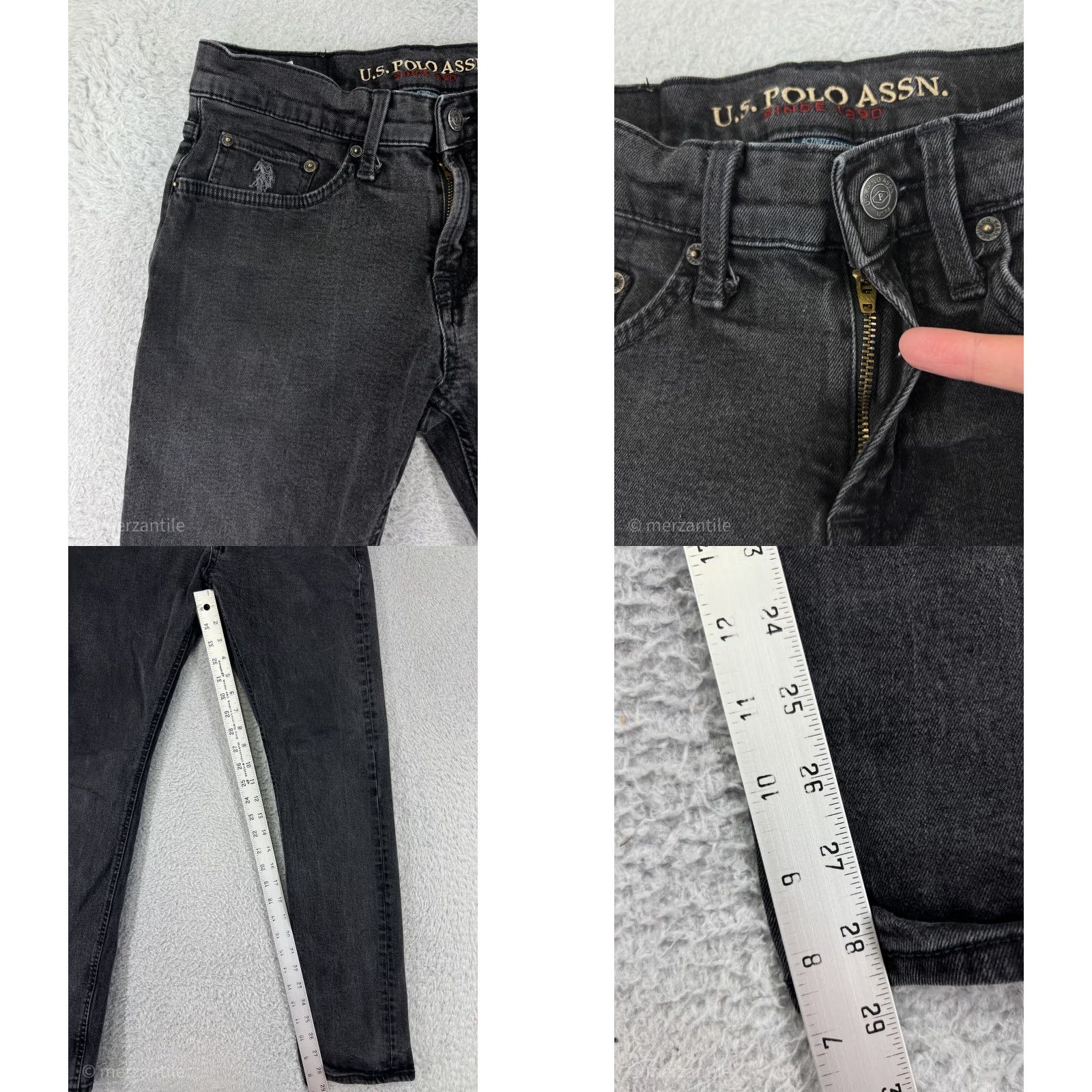 Vintage US Polo Assn Womens Pants Black Denim Straight Leg Stretch Cotton Blend Size 30 Size 30" / US 8 / IT 44 - 8 Thumbnail